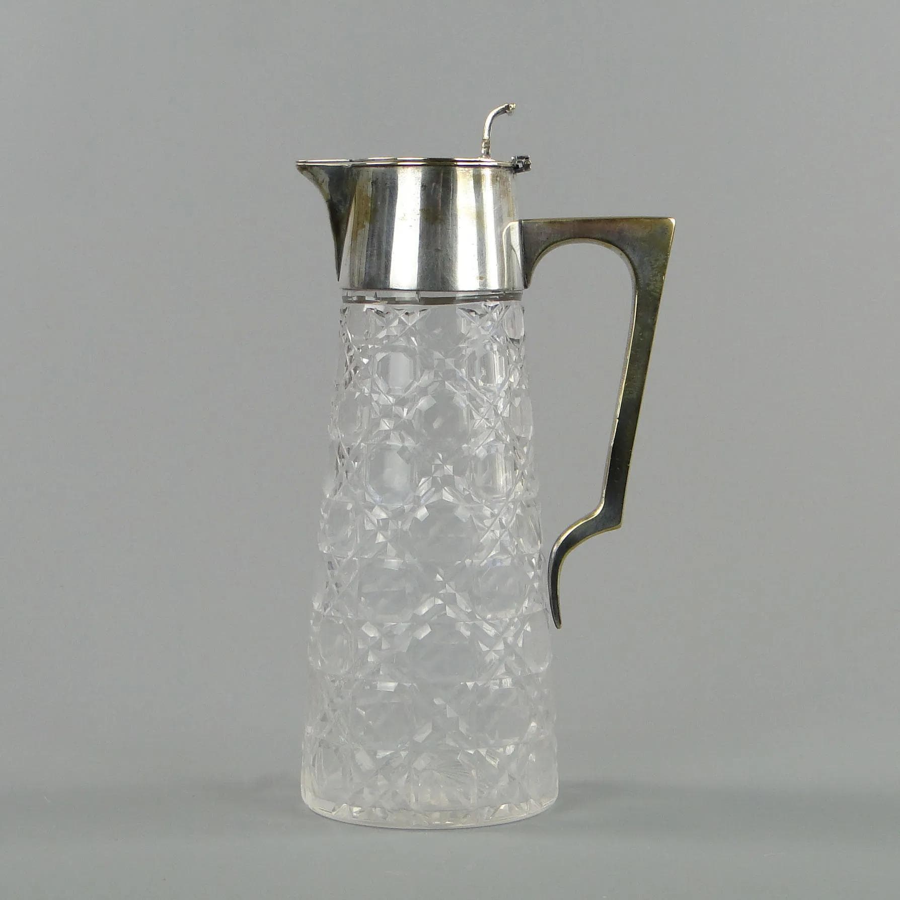 Jug, Art Nouveau, transparent crystal, J.P. Kayser Sohne, Germany, early 20th c. - 11526