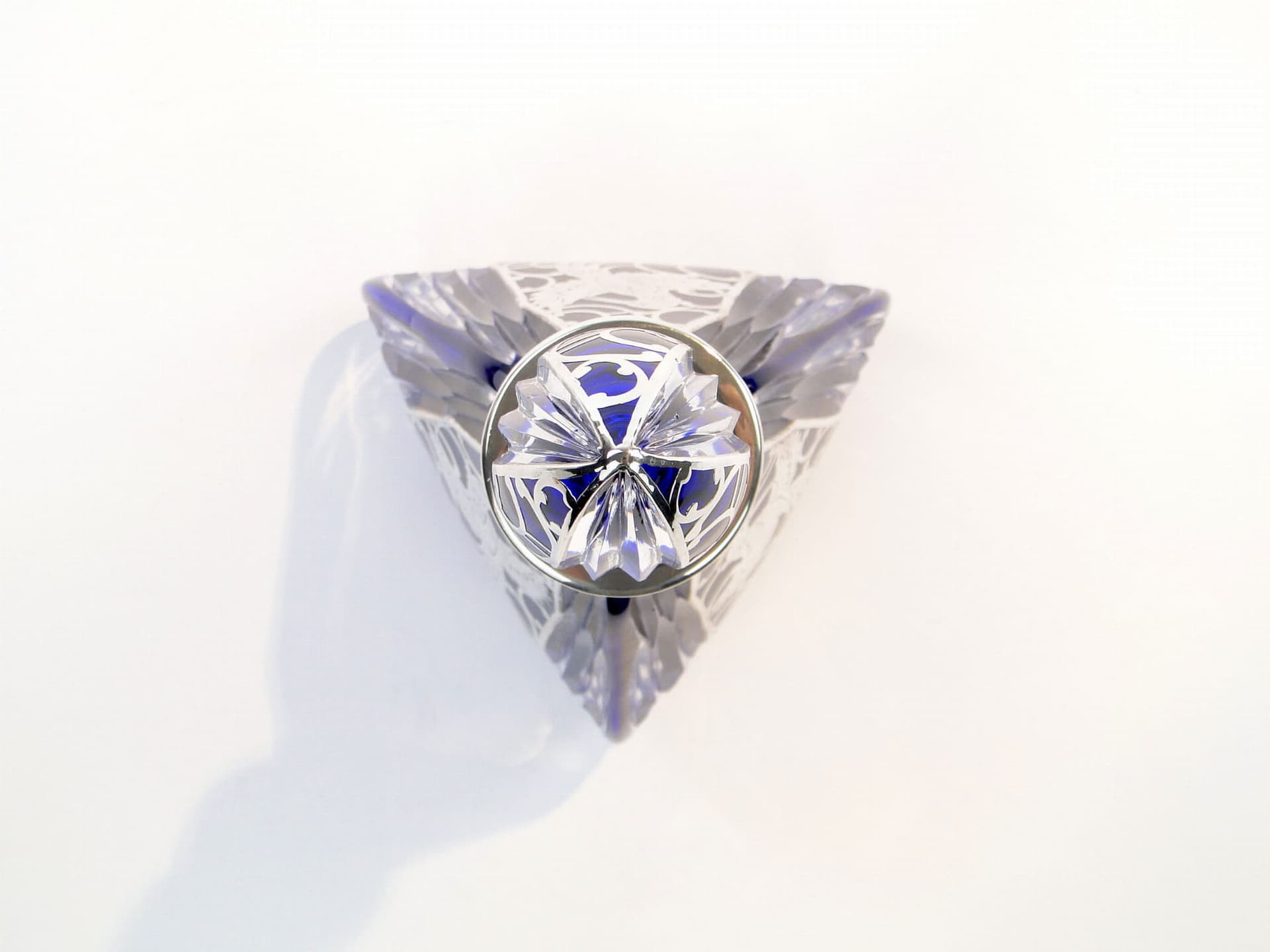 Decanter, indigo crystal glass, silver, Poland, 1940s - 173343