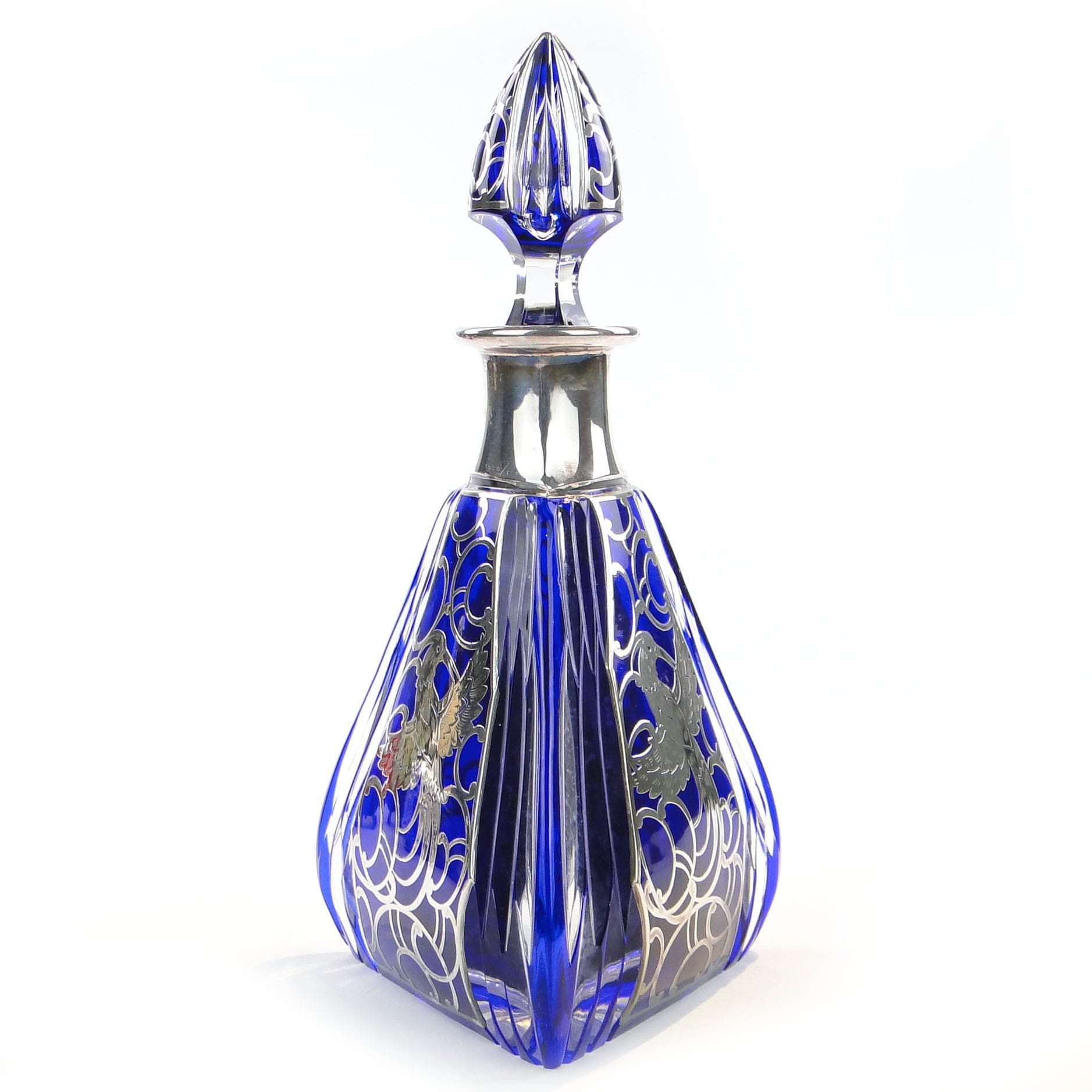 Decanter, indigo crystal glass, silver, Poland, 1940s - 173341