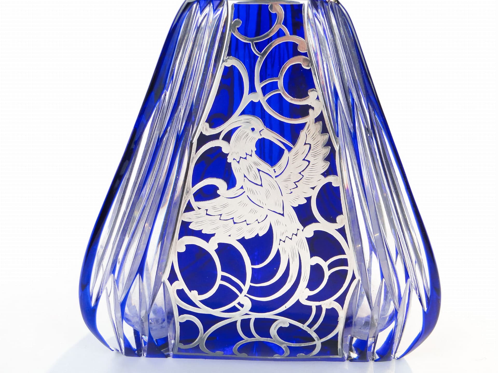 Decanter, indigo crystal glass, silver, Poland, 1940s - 173346
