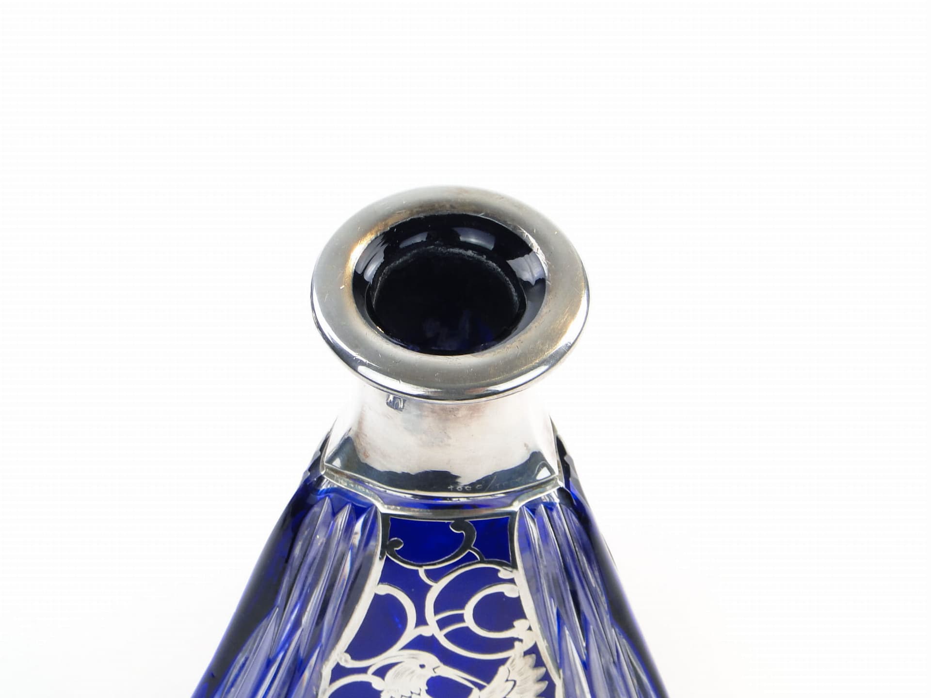 Decanter, indigo crystal glass, silver, Poland, 1940s - 173339