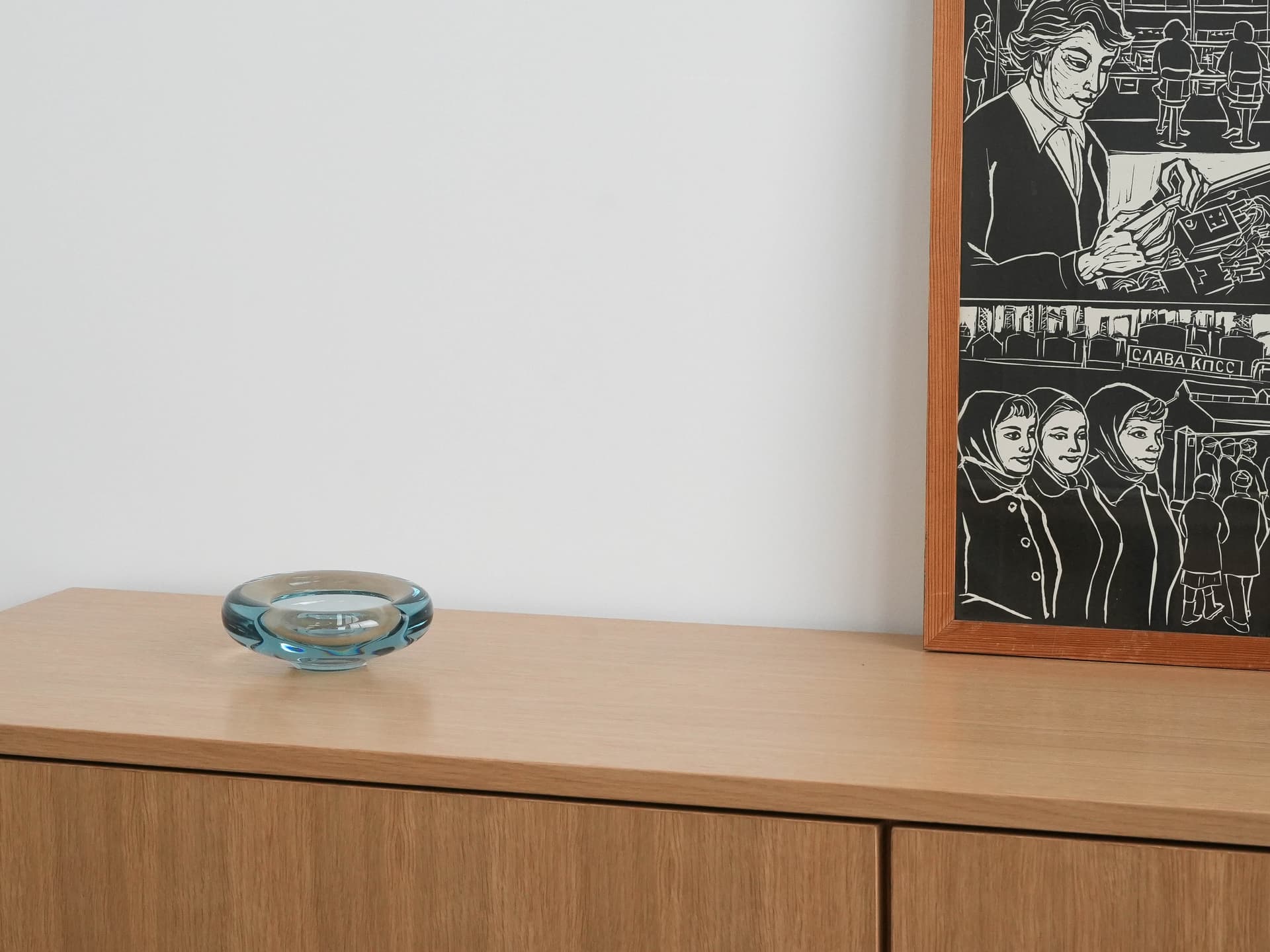 Bowl, turquoise glass, by P. Lütken, Holmegaard, Denmark, 1960s. - 173369