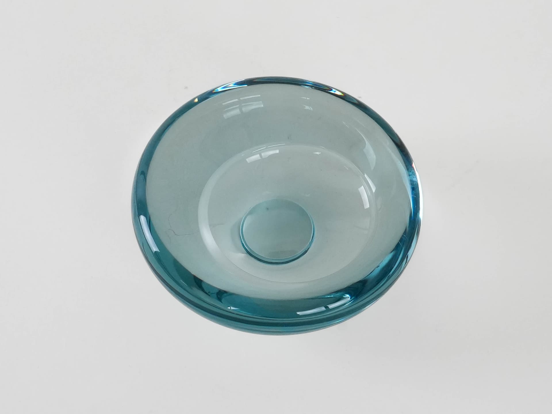 Bowl, turquoise glass, by P. Lütken, Holmegaard, Denmark, 1960s. - 173368