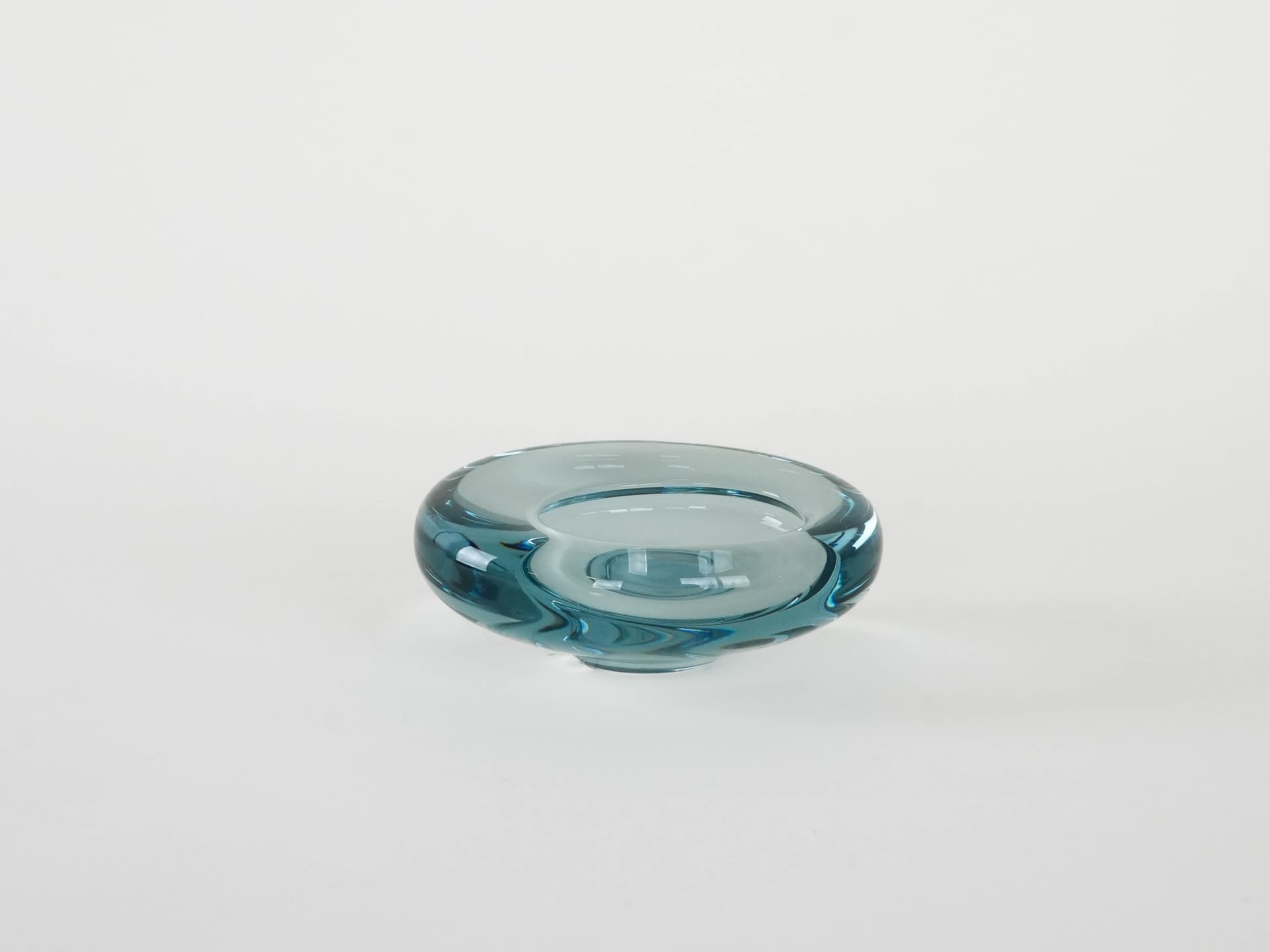 Bowl, turquoise glass, by P. Lütken, Holmegaard, Denmark, 1960s. - 173365