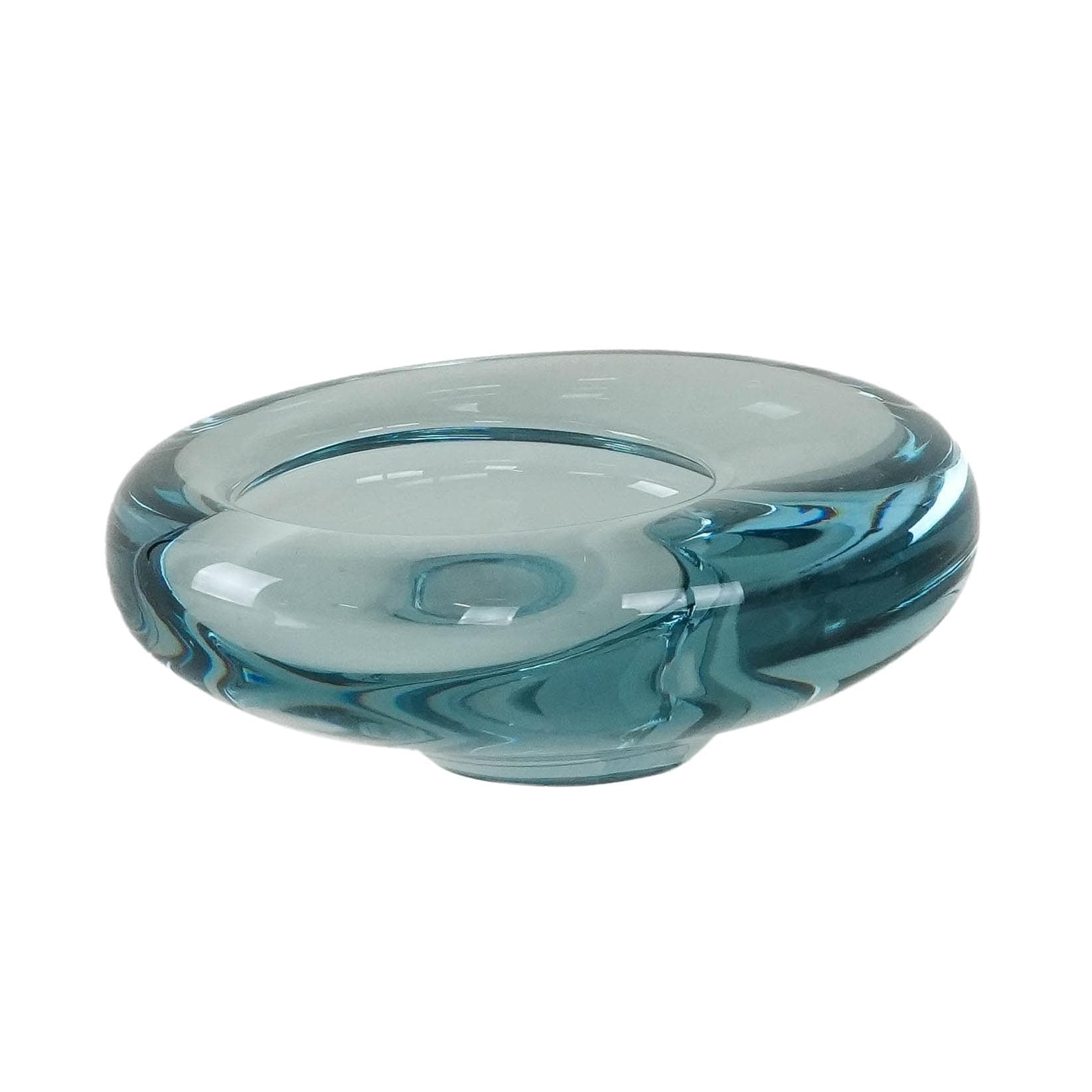 Bowl, turquoise glass, by P. Lütken, Holmegaard, Denmark, 1960s.