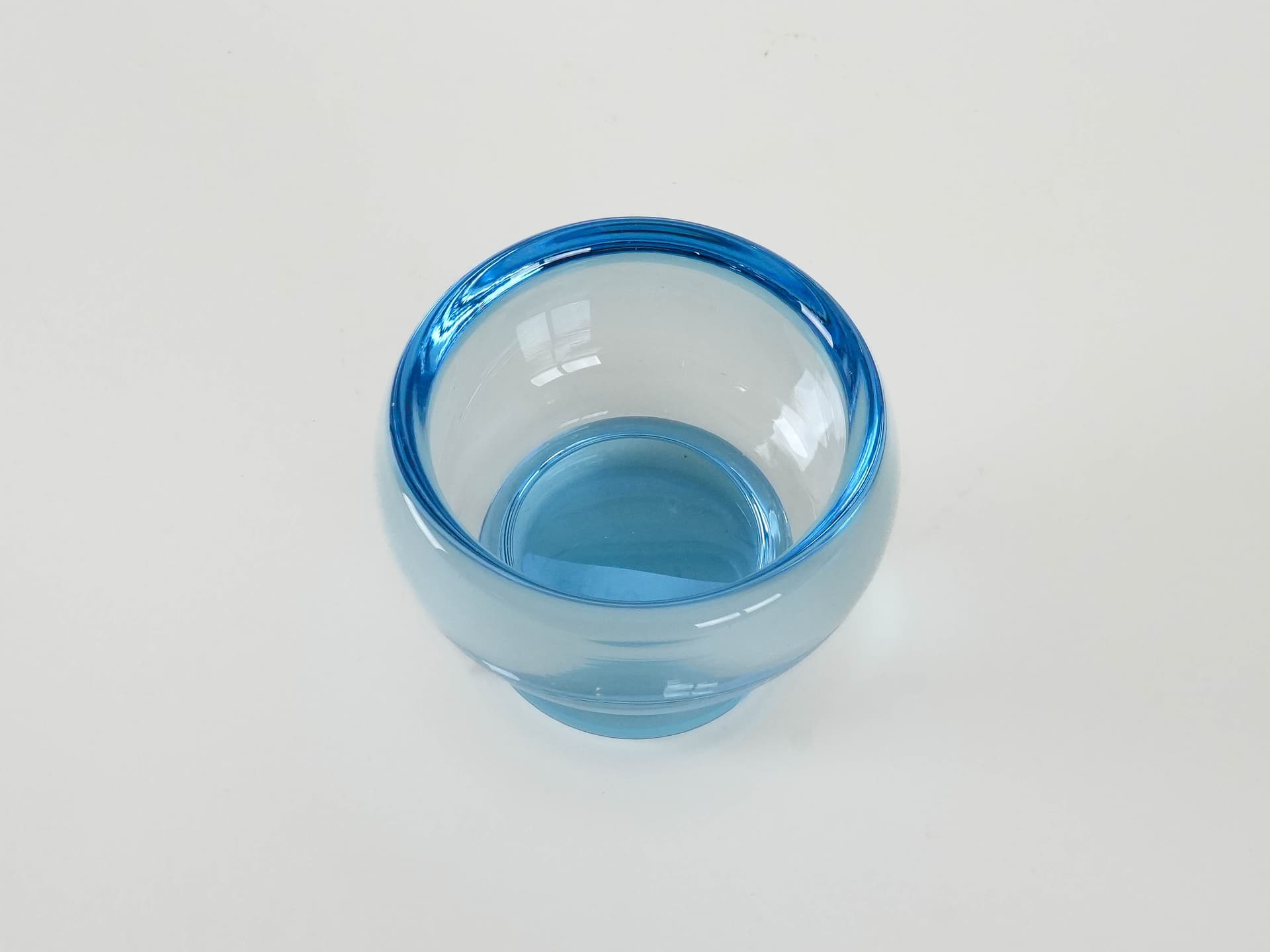 Bowl Akva, turquoise glass, by P. Lütken, Holmegaard, Denmark, 1960s. - 173373