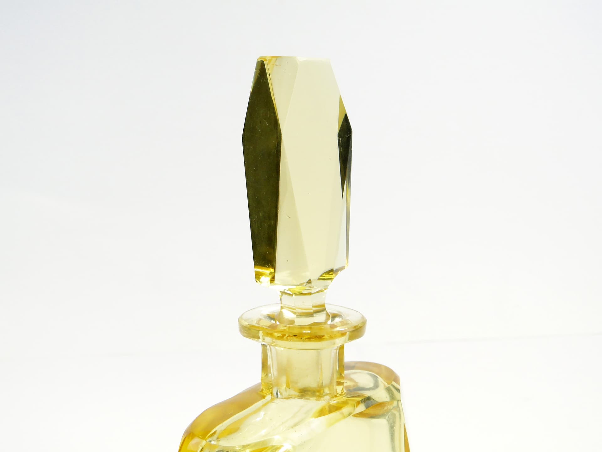 Serwis likierowy Art Deco, cytrynowy, szkło kryształowe, Moser, Czechy, lata 30. - 173402