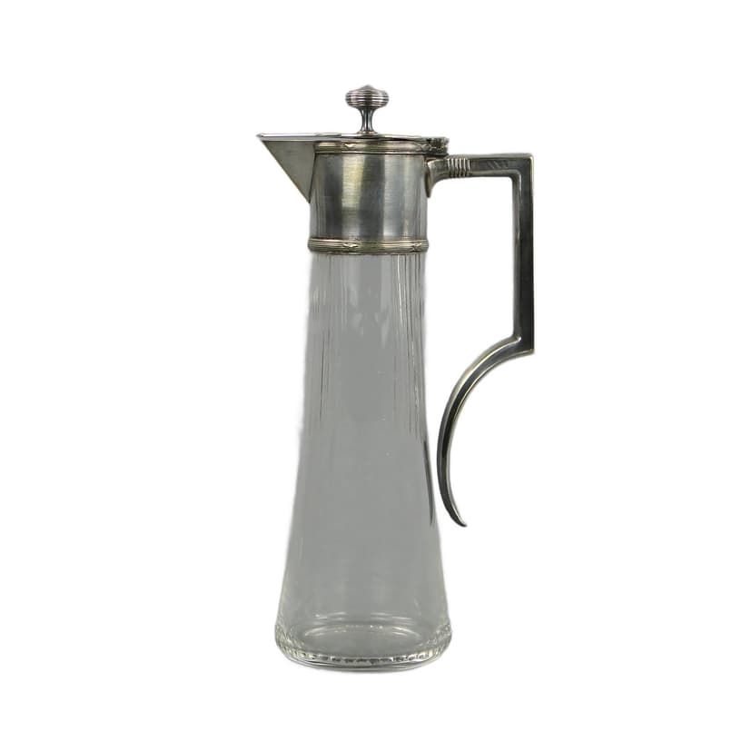 Karafka secesyjna, szkło transparentne, mosiądz, Orivit, Niemcy, początek XX w.