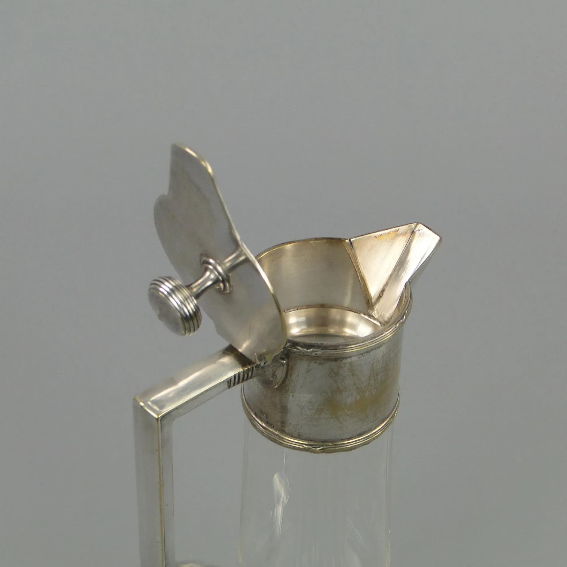 Art Nouveau decanter, transparent glass, brass, Orivit, Germany, early 20th c. - 11540