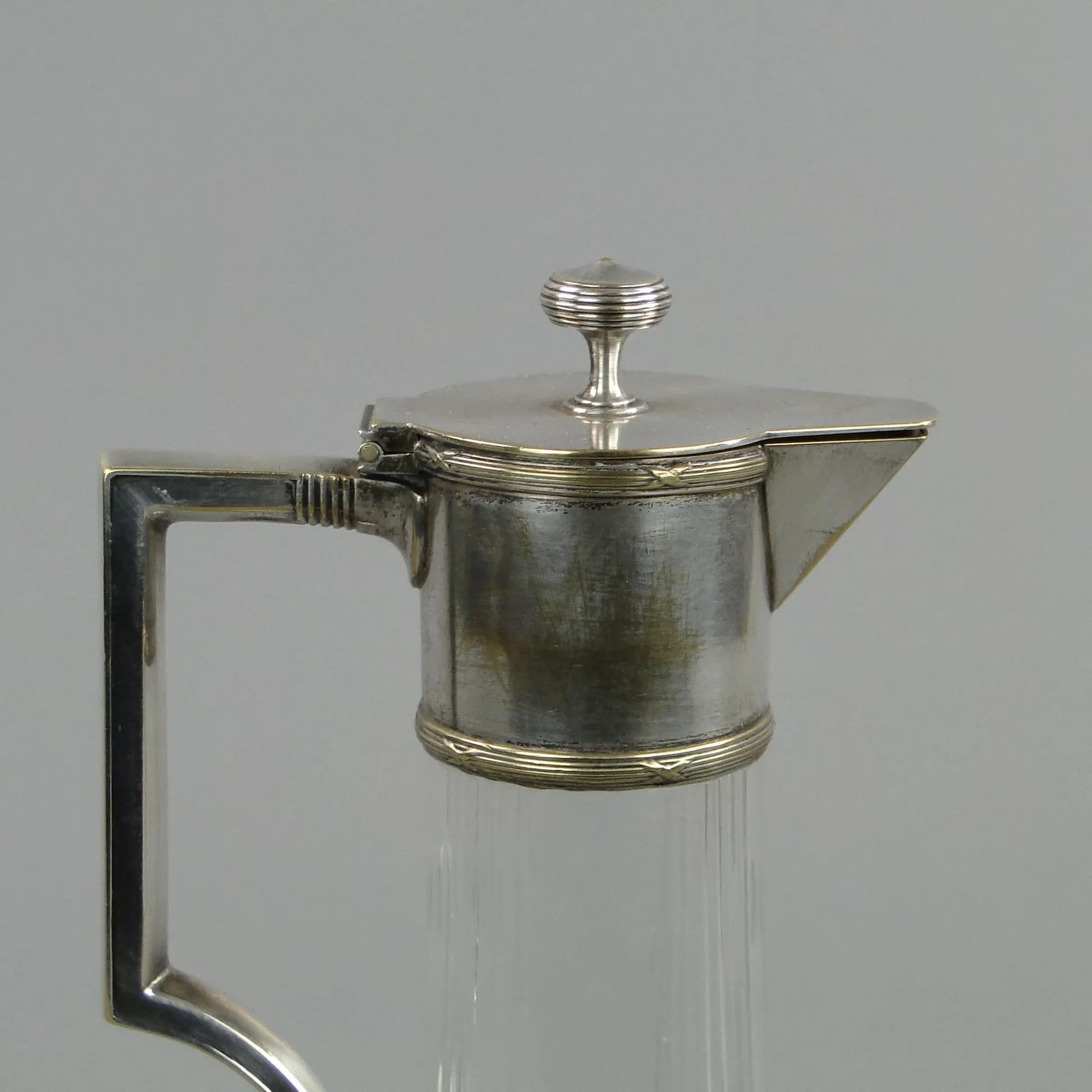 Art Nouveau decanter, transparent glass, brass, Orivit, Germany, early 20th c. - 11542