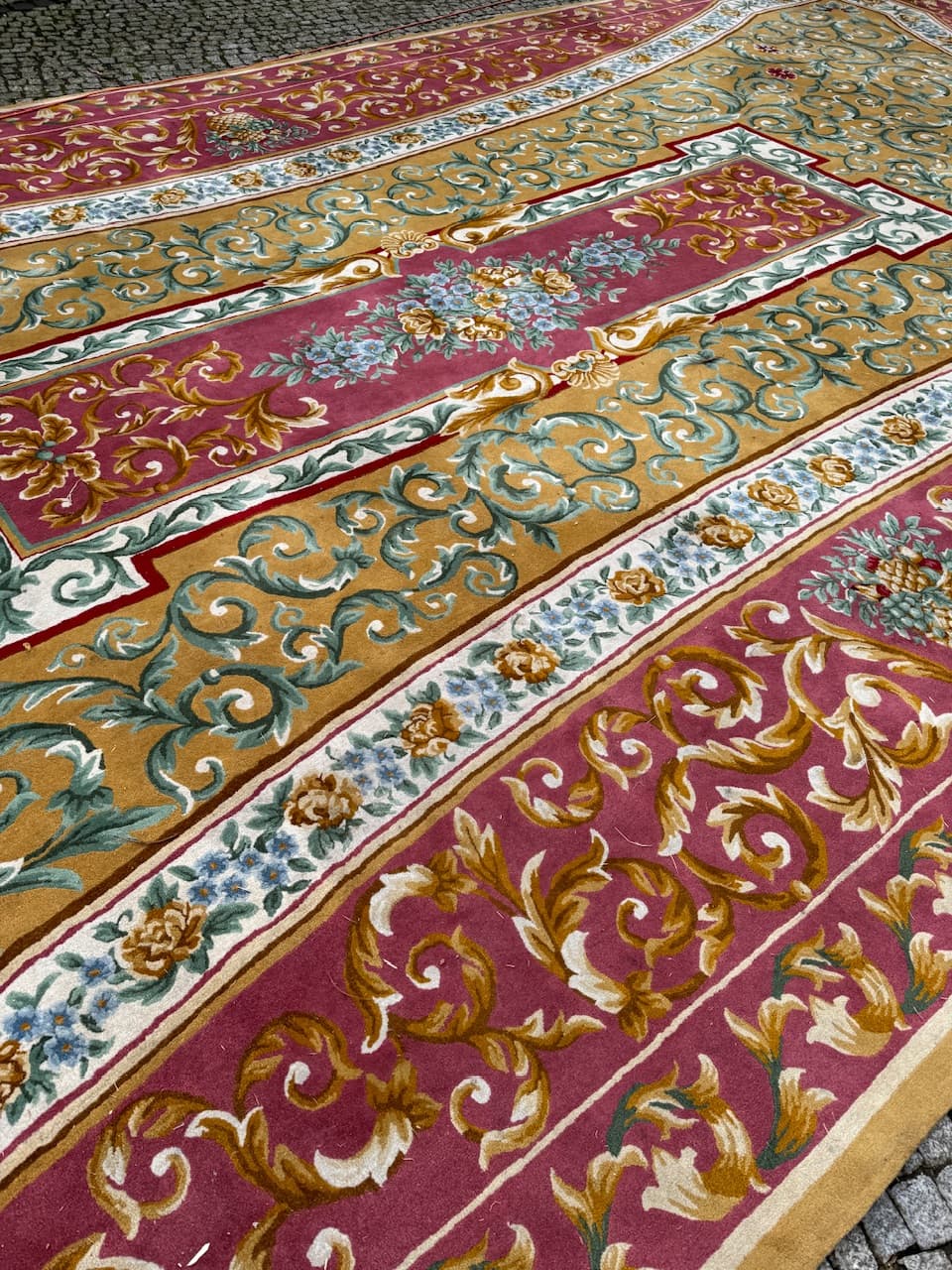 Dywan Aubusson 800x400 cm, złocisty, wełna, Francja, lata 90. - 173425