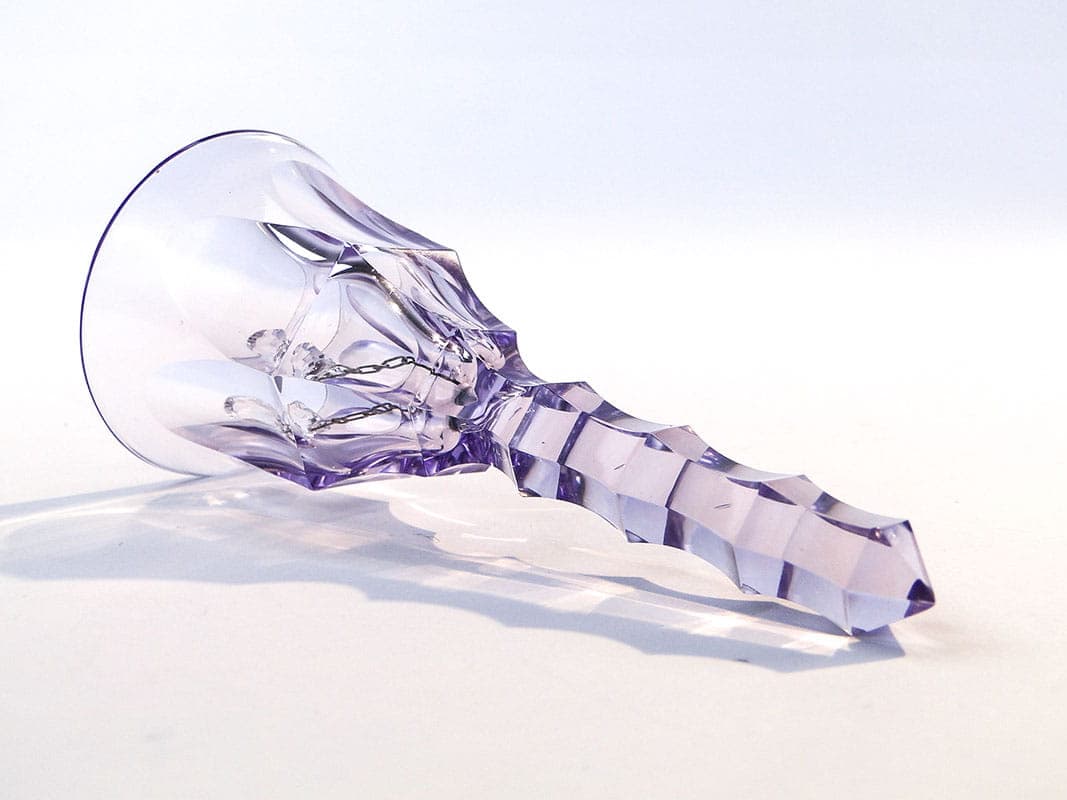 Dzwonek do toastów ametystowy, kryształ, Moser, Czechosłowacja, lata 80. - 173456