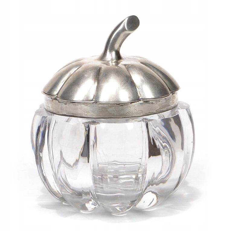 Cabinet inkwell pumpkin, transparent crystal glass, silver, United Kingdom, 19th c. - 173466