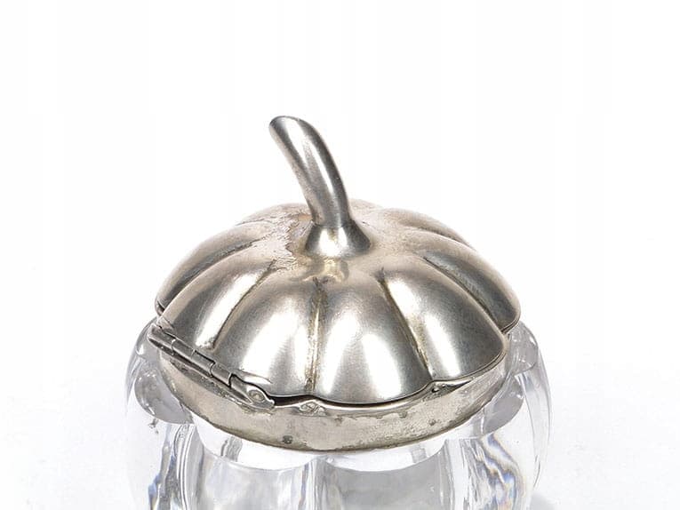 Cabinet inkwell pumpkin, transparent crystal glass, silver, United Kingdom, 19th c. - 173459