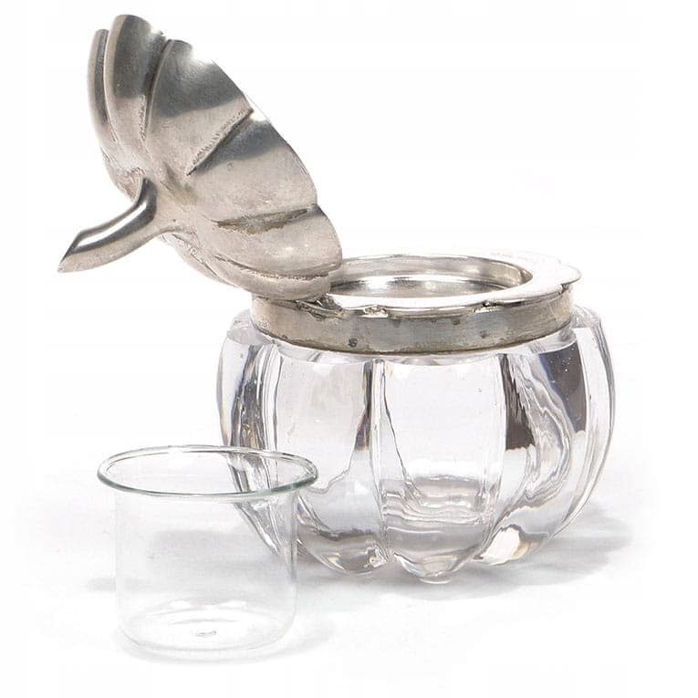 Cabinet inkwell pumpkin, transparent crystal glass, silver, United Kingdom, 19th c. - 173461