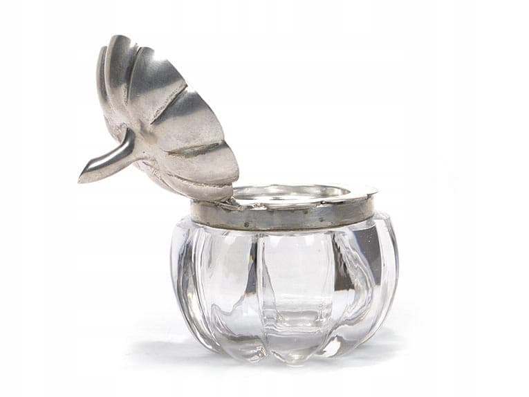 Cabinet inkwell pumpkin, transparent crystal glass, silver, United Kingdom, 19th c. - 173460