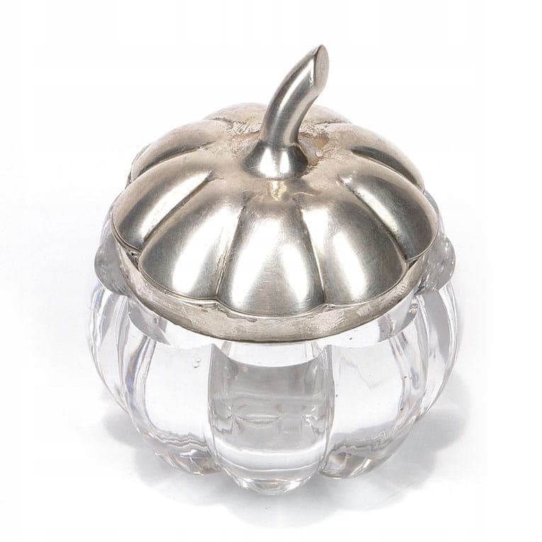 Cabinet inkwell pumpkin, transparent crystal glass, silver, United Kingdom, 19th c. - 173467
