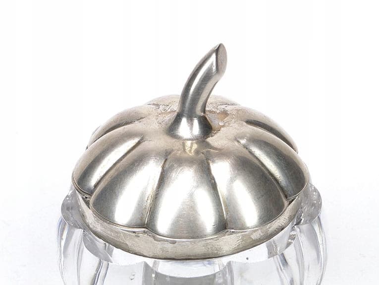 Cabinet inkwell pumpkin, transparent crystal glass, silver, United Kingdom, 19th c. - 173468