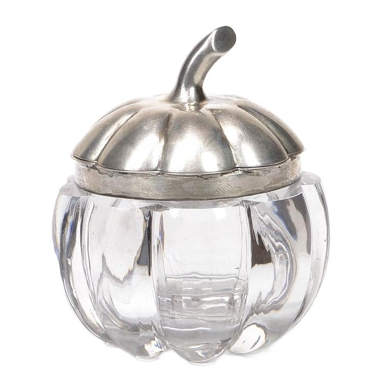 Cabinet inkwell pumpkin, transparent crystal glass, silver, United Kingdom, 19th c.