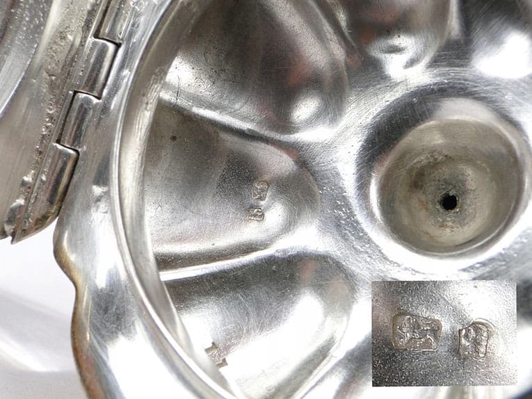 Cabinet inkwell pumpkin, transparent crystal glass, silver, United Kingdom, 19th c. - 173464