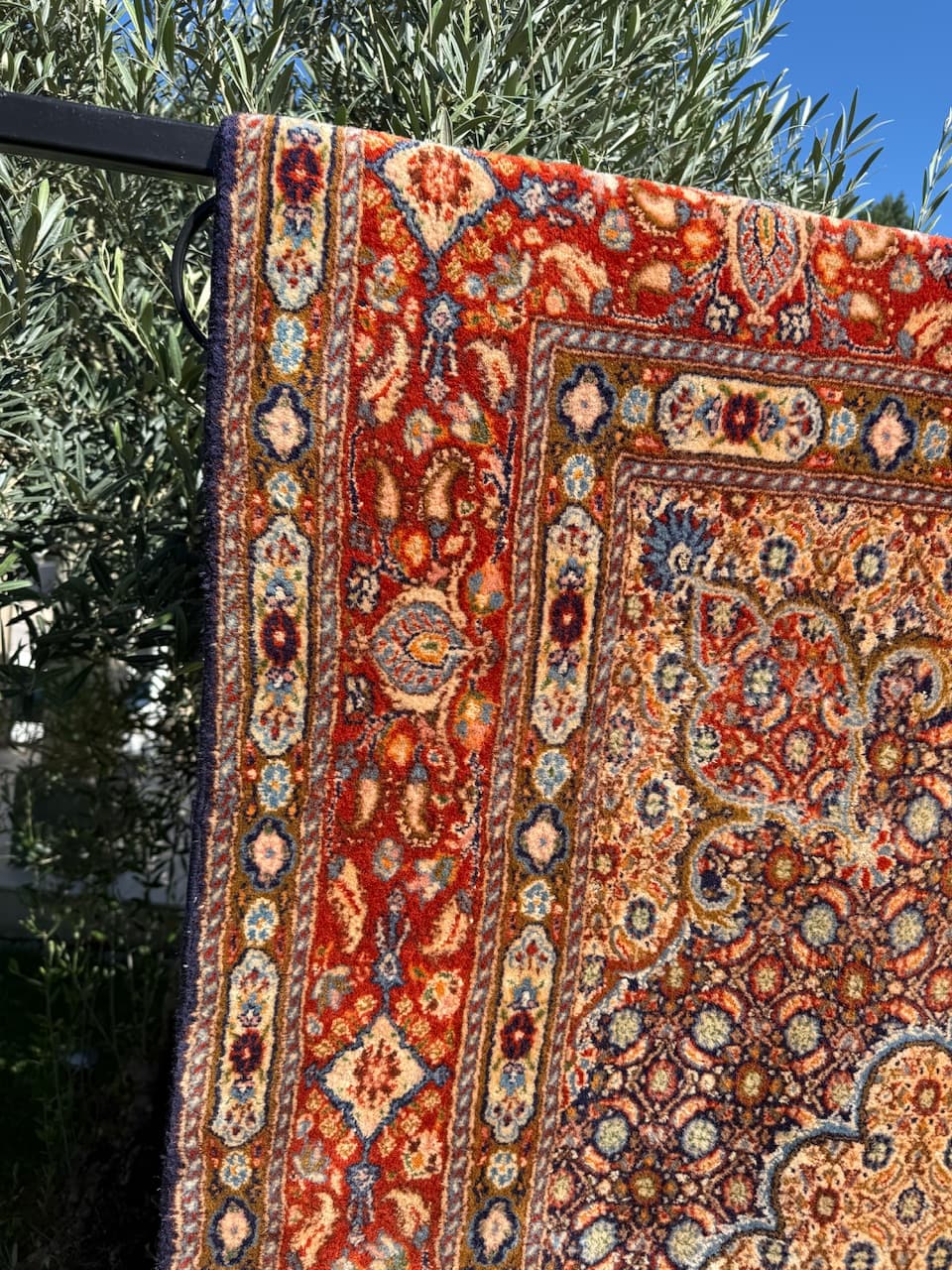 Persian rug Moud 300x200 cm, beige, wool silk, Iran - 173604