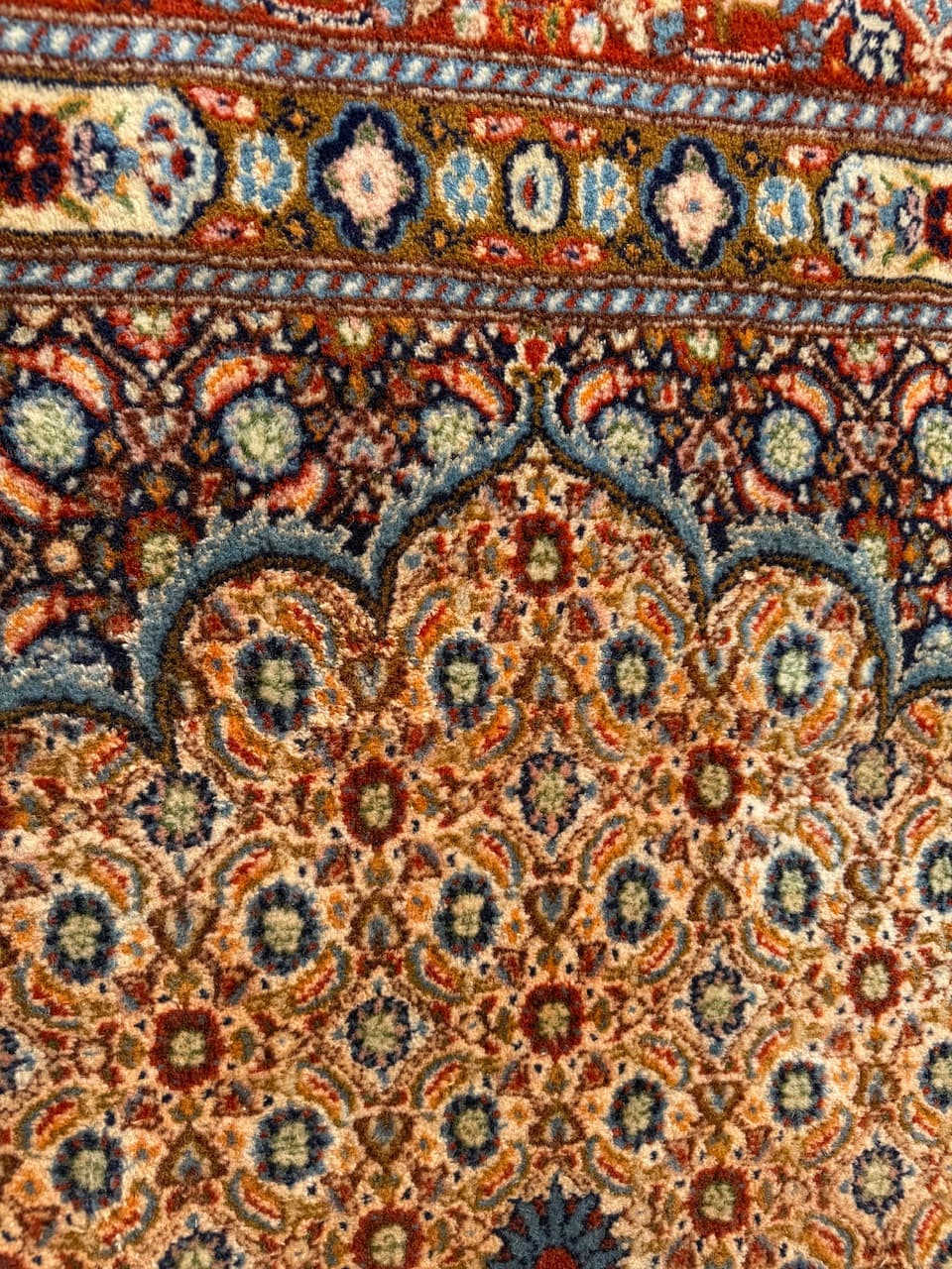 Persian rug Moud 300x200 cm, beige, wool silk, Iran - 173605