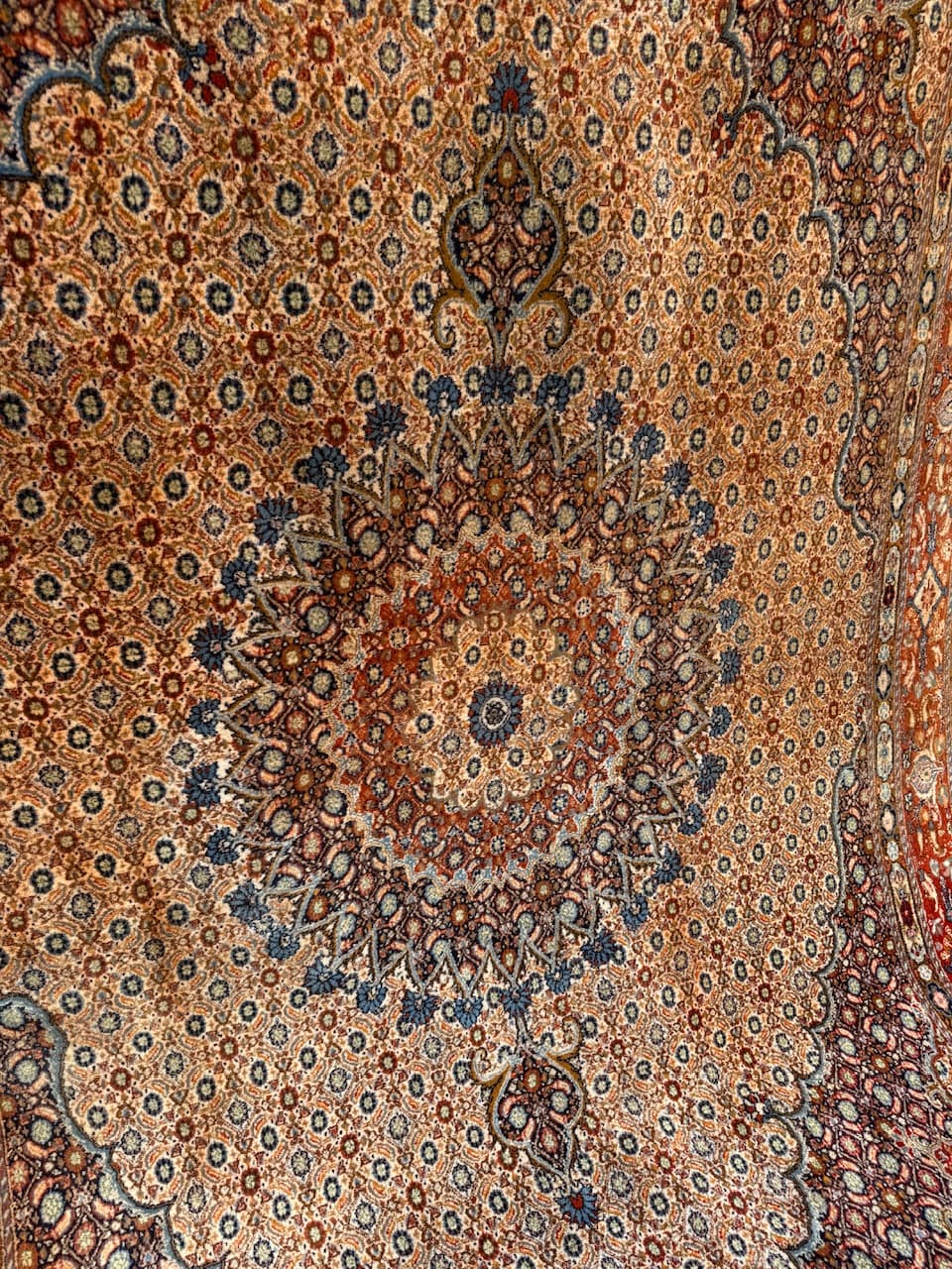 Persian rug Moud 300x200 cm, beige, wool silk, Iran - 173599