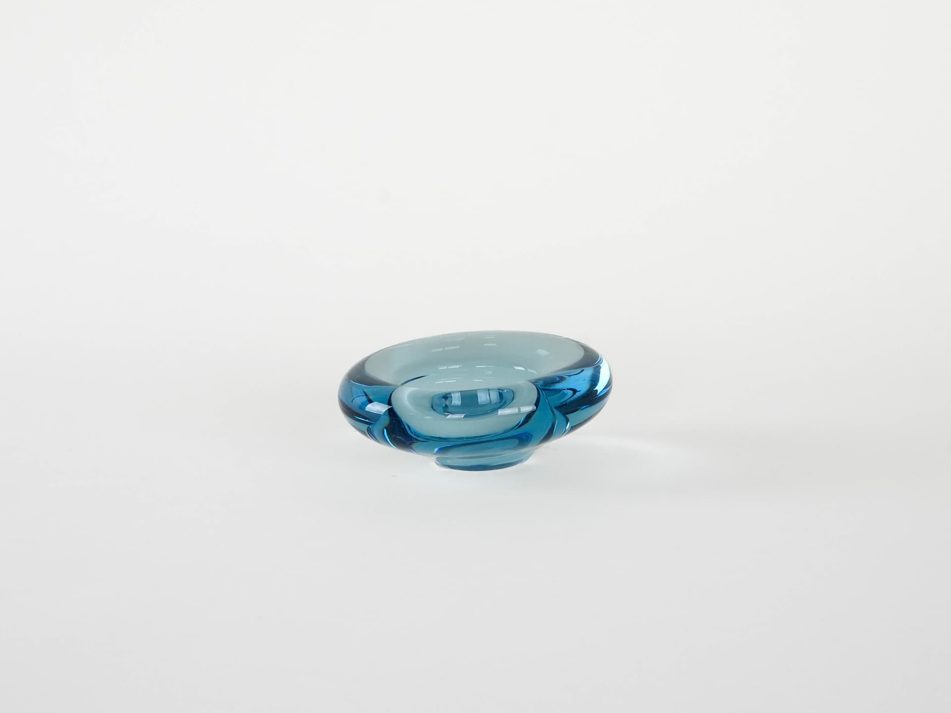 Platter, blue glass, by P. Lütken, Holmegaard, Denmark, 1960s. - 173634