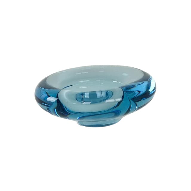 Platter, blue glass, by P. Lütken, Holmegaard, Denmark, 1960s. - DIMENSION