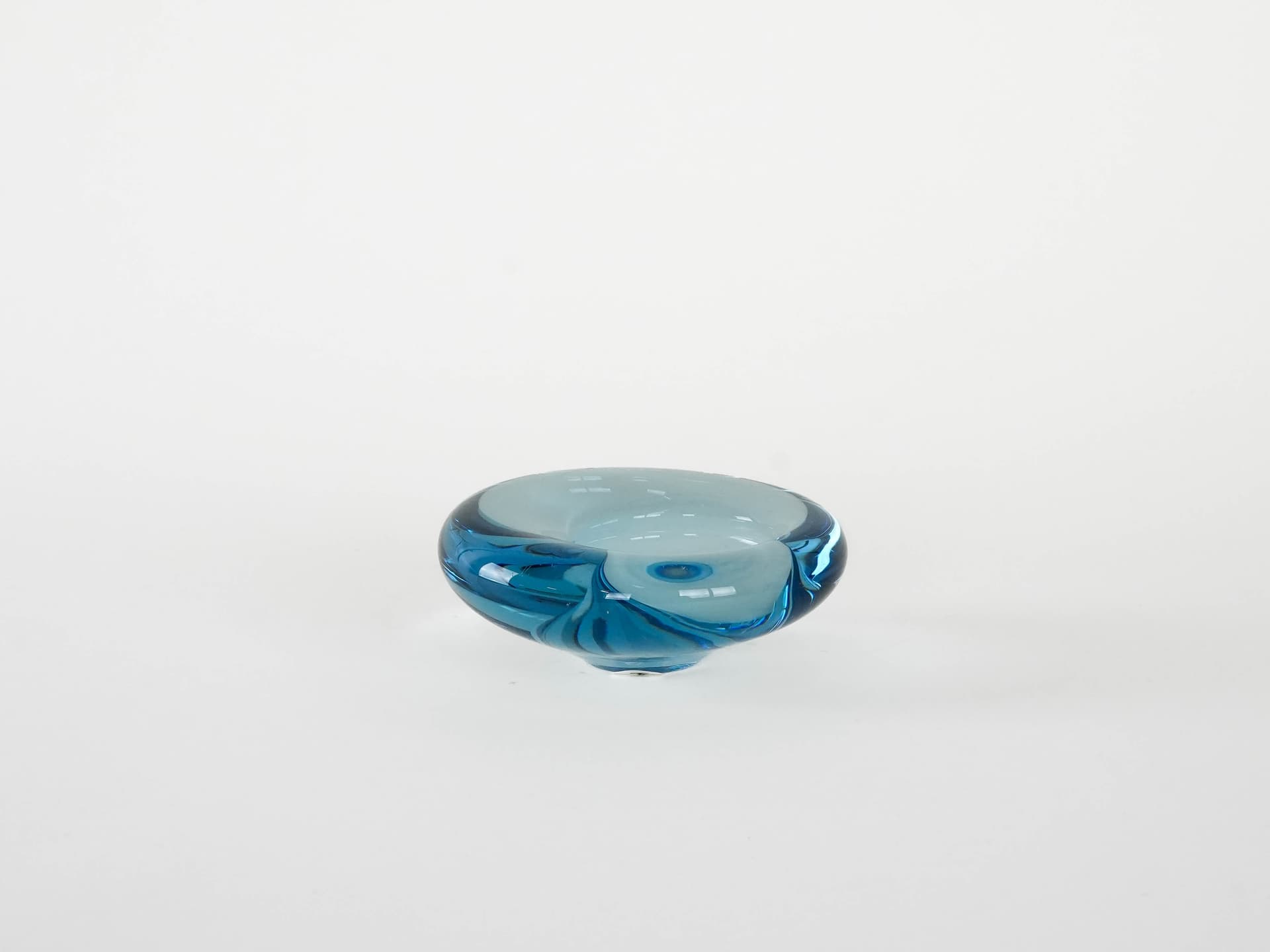 Platter, blue glass, by P. Lütken, Holmegaard, Denmark, 1960s. - 173635