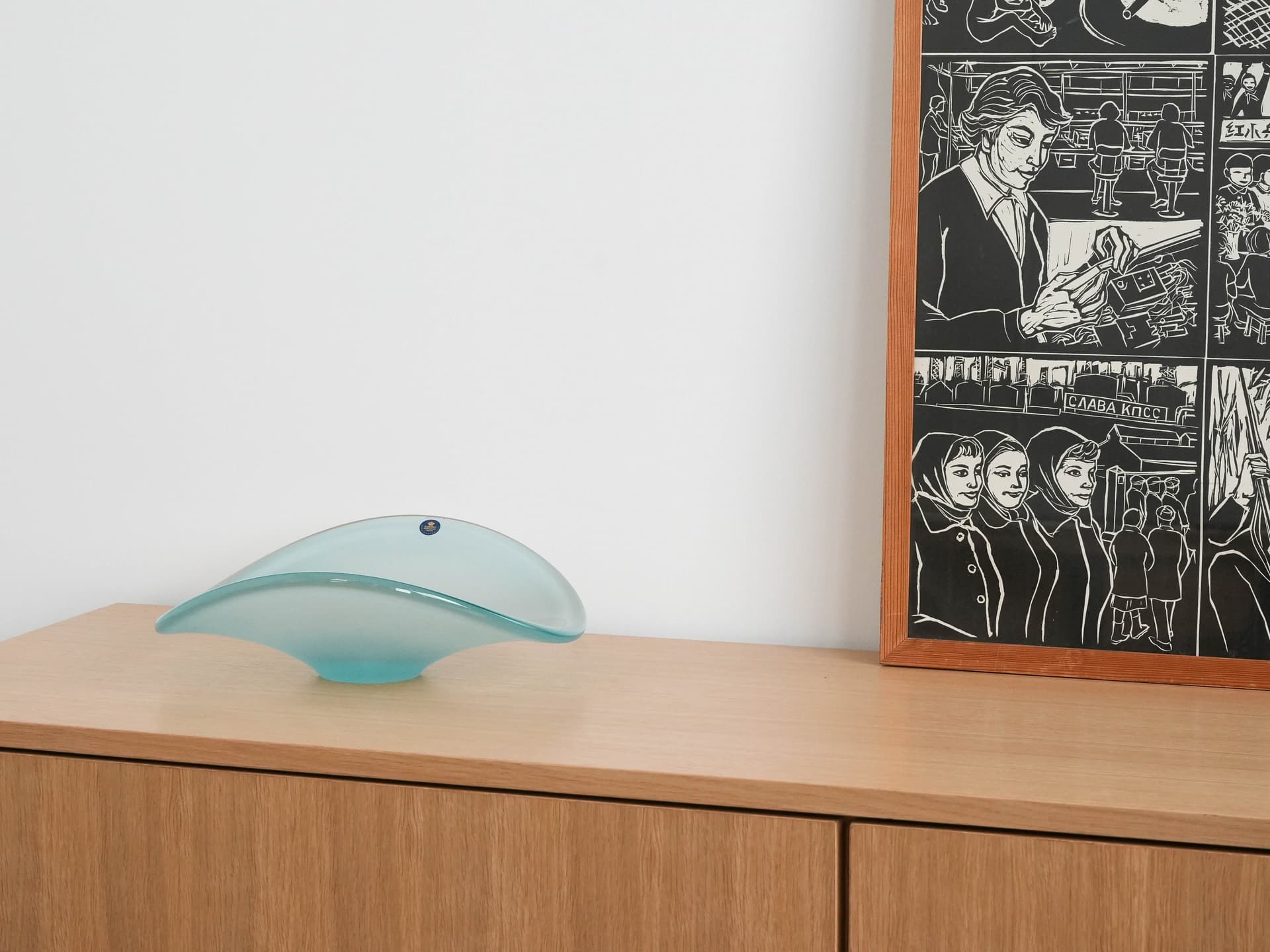 Centerpiece bowl, turquoise crystal, Royal Copenhagen, Denmark, 1960s. - 173650