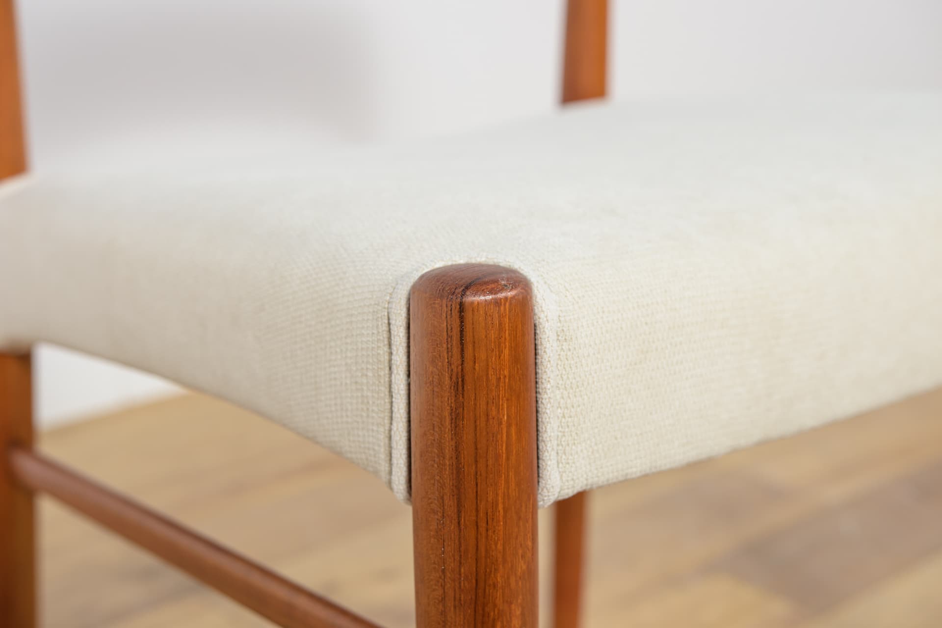 Set of six chairs Model 26, teak, ivory, by H. Kjærnulf, Korup Stolefabrik, Denmark, 1960s. - 173662