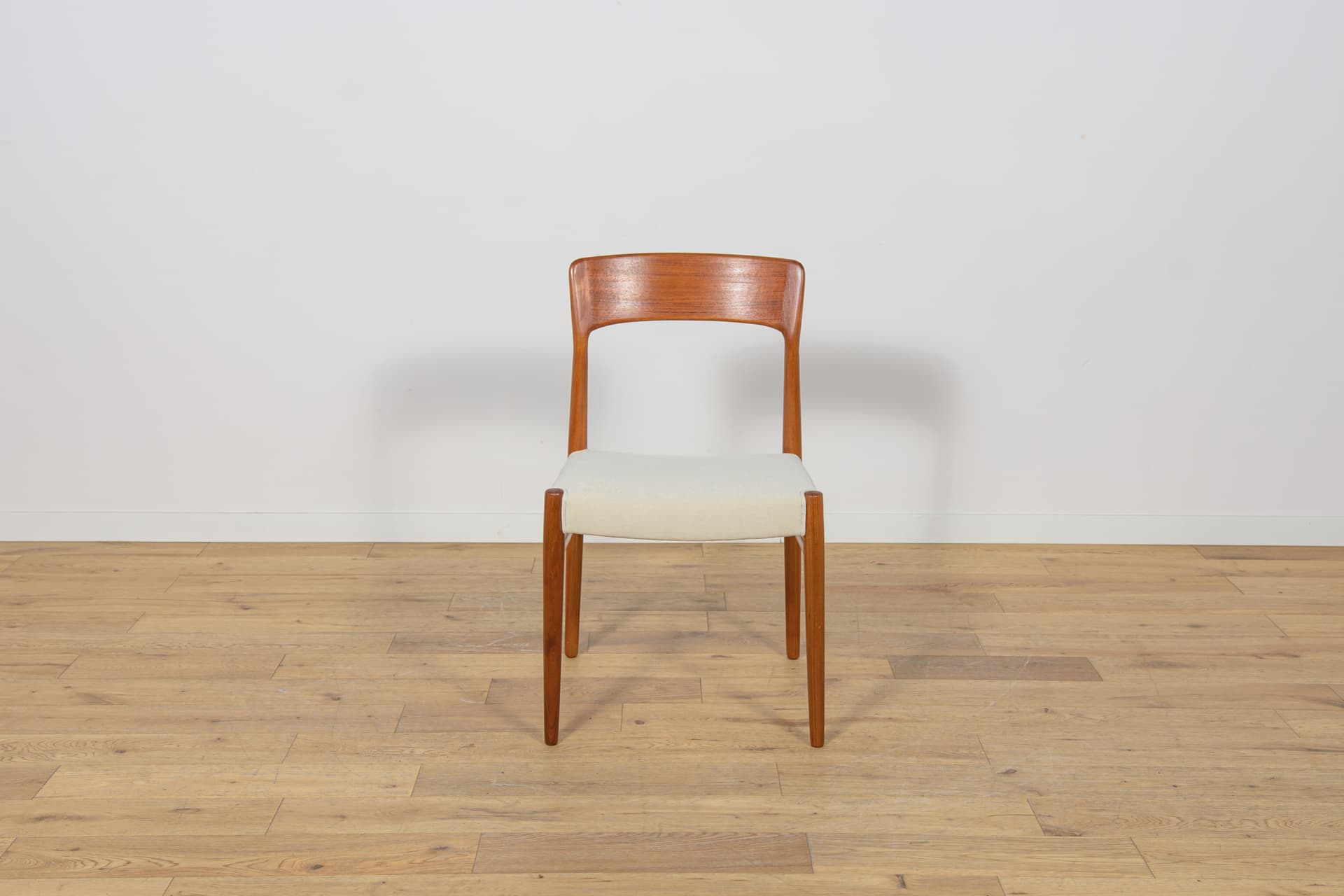 Set of six chairs Model 26, teak, ivory, by H. Kjærnulf, Korup Stolefabrik, Denmark, 1960s. - 173656