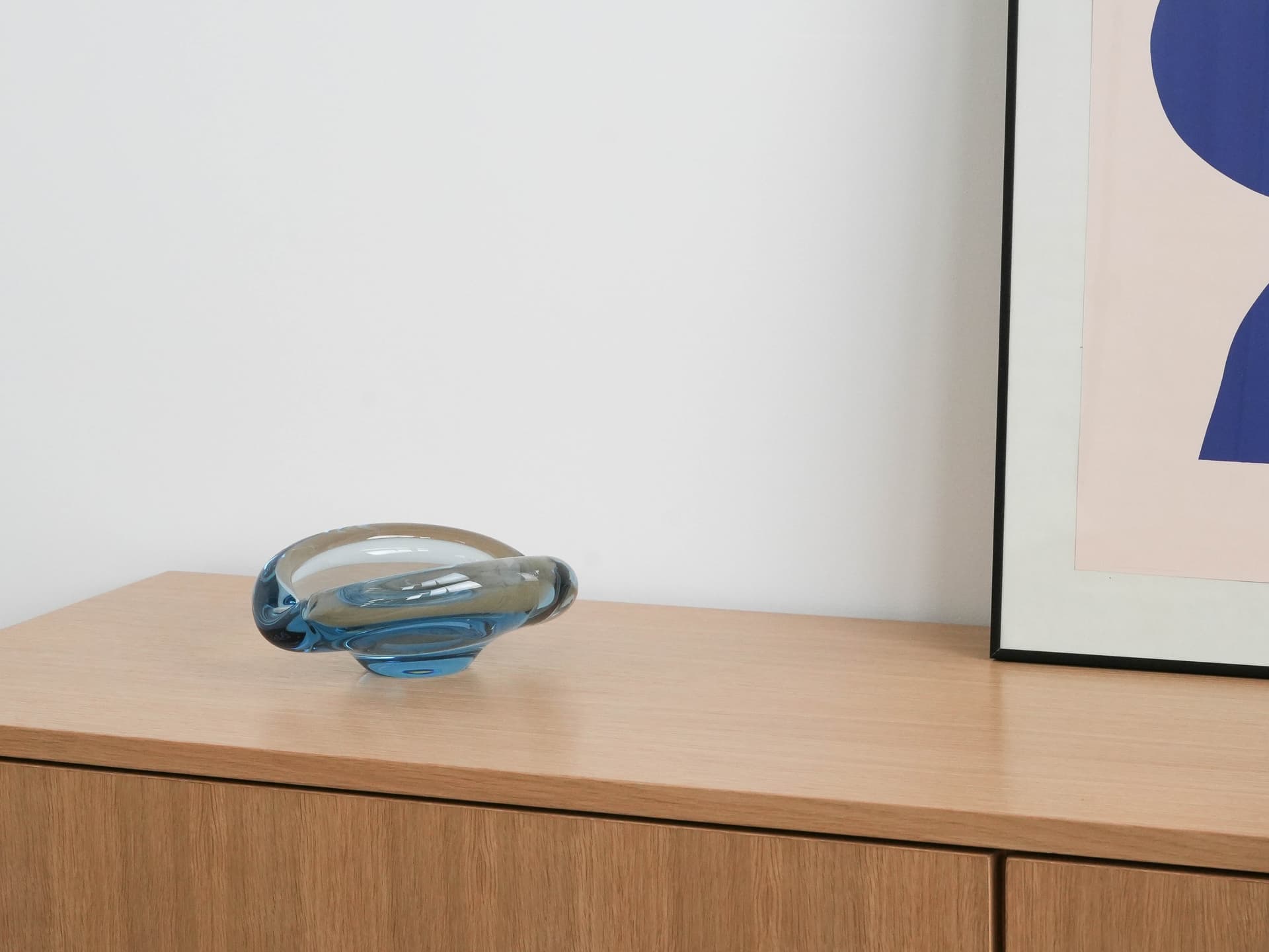 Centerpiece, blue glass, by P. Lütken, Holmegaard, Denmark, 1960s. - 173672