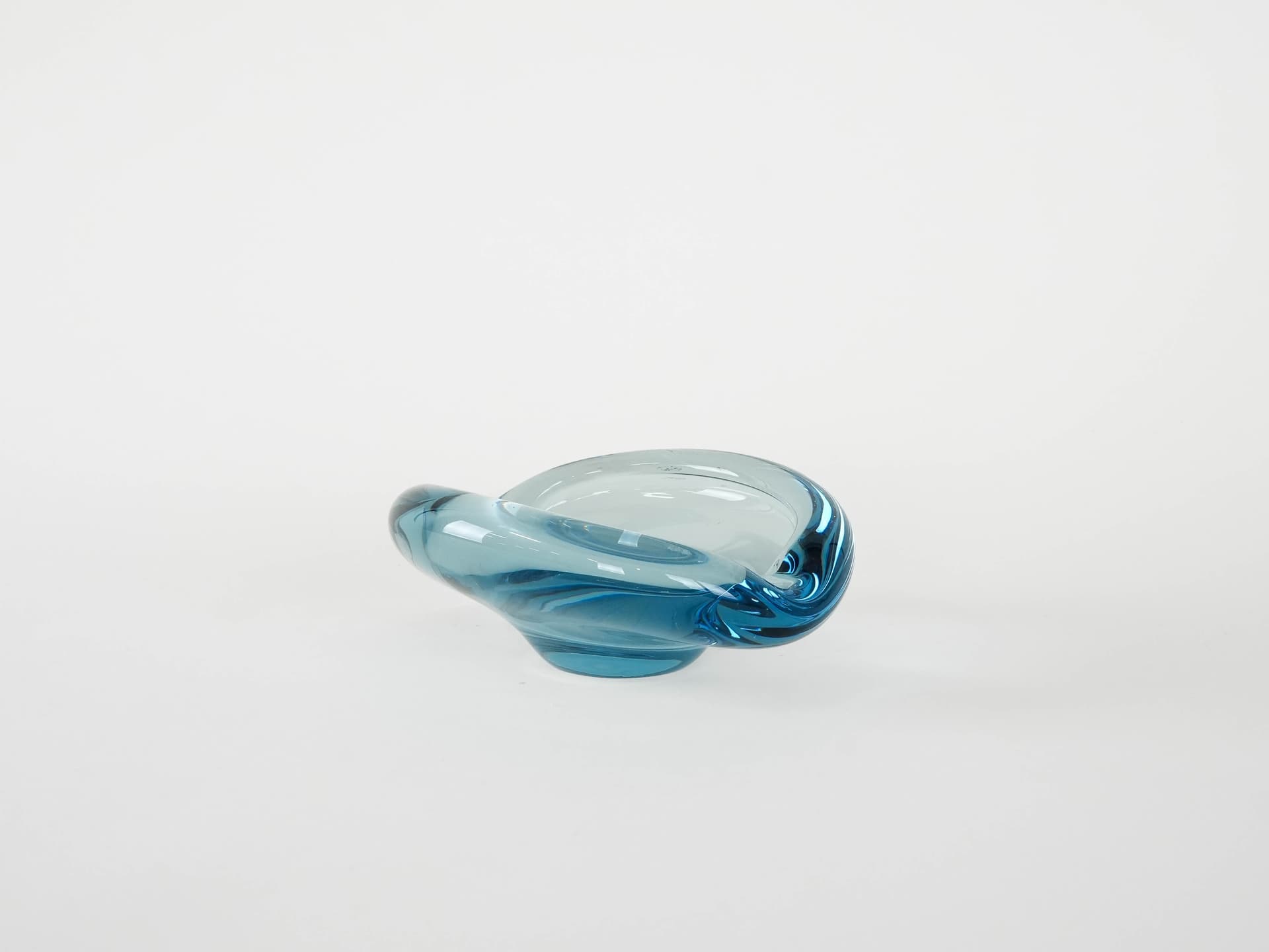 Centerpiece, blue glass, by P. Lütken, Holmegaard, Denmark, 1960s. - 173667