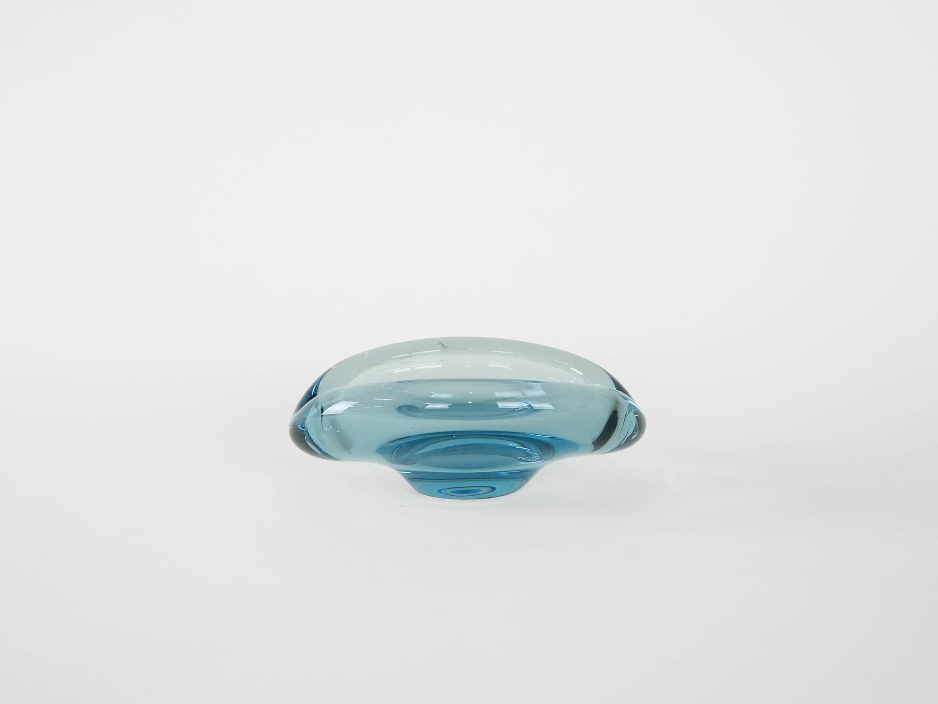 Centerpiece, blue glass, by P. Lütken, Holmegaard, Denmark, 1960s. - 173668