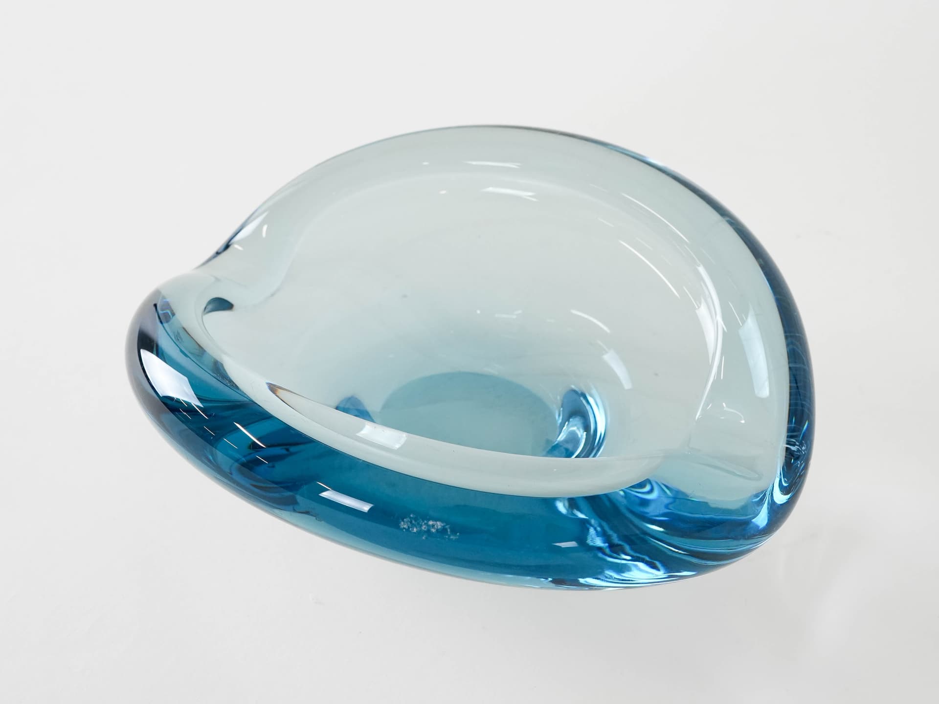 Centerpiece, blue glass, by P. Lütken, Holmegaard, Denmark, 1960s. - 173671