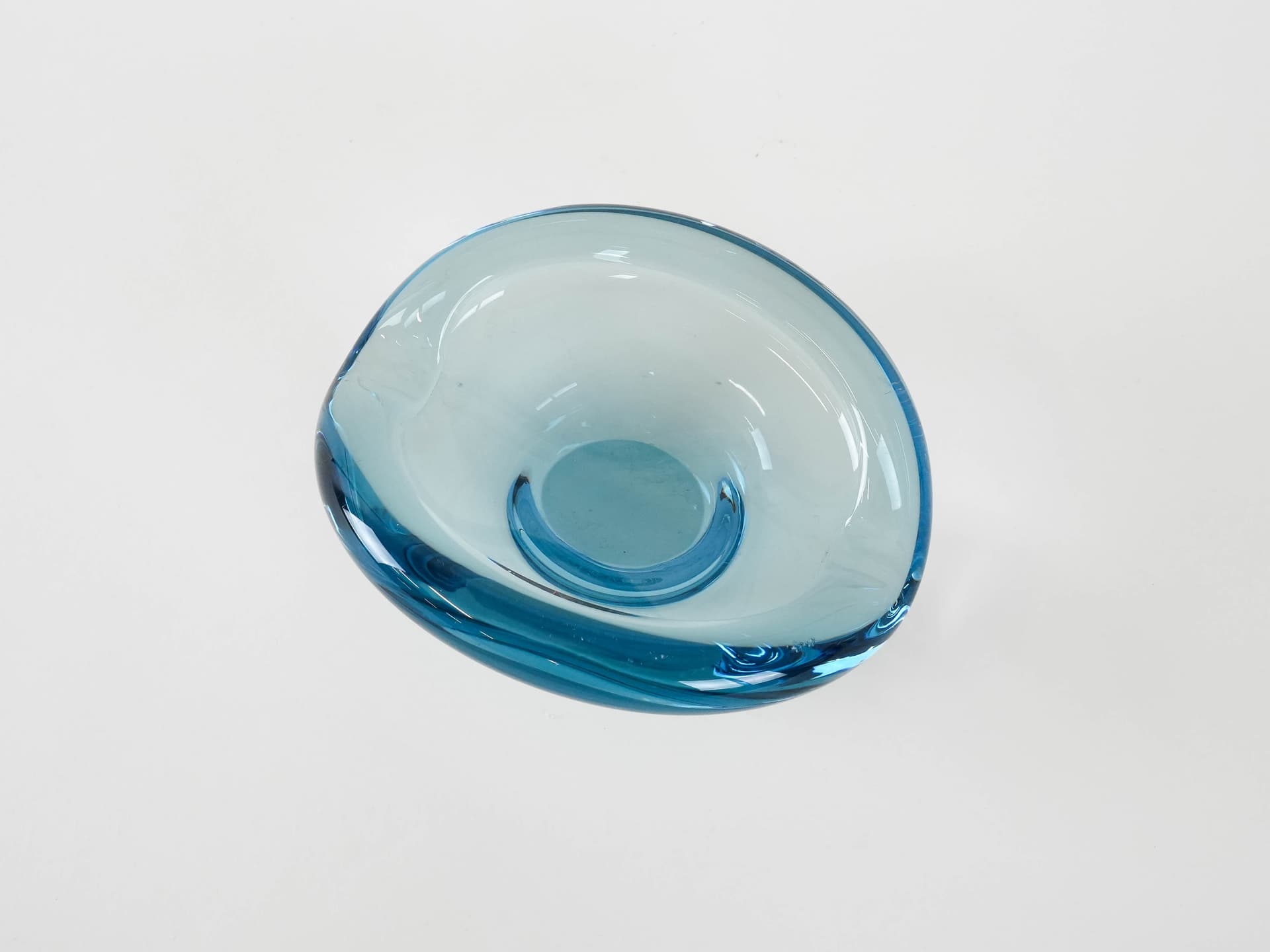 Centerpiece, blue glass, by P. Lütken, Holmegaard, Denmark, 1960s. - 173670