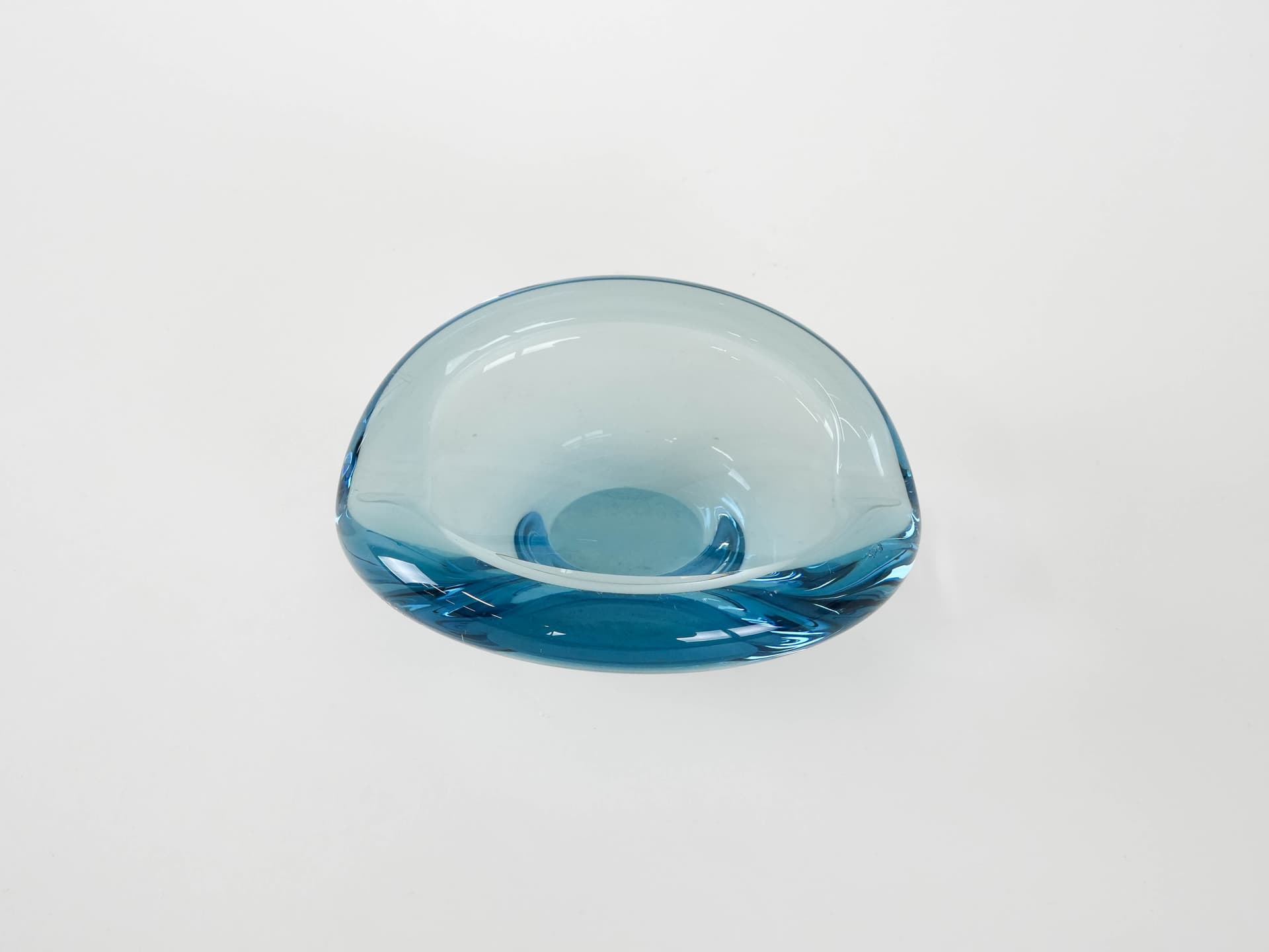 Centerpiece, blue glass, by P. Lütken, Holmegaard, Denmark, 1960s. - 173669