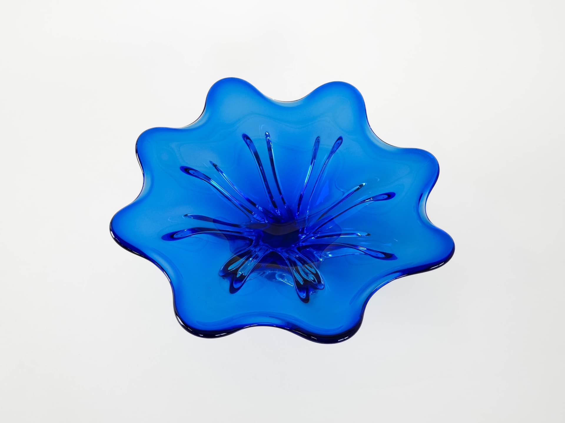 Bowl flower cobalt, crystal glass, Denmark, 1970s. - 173725