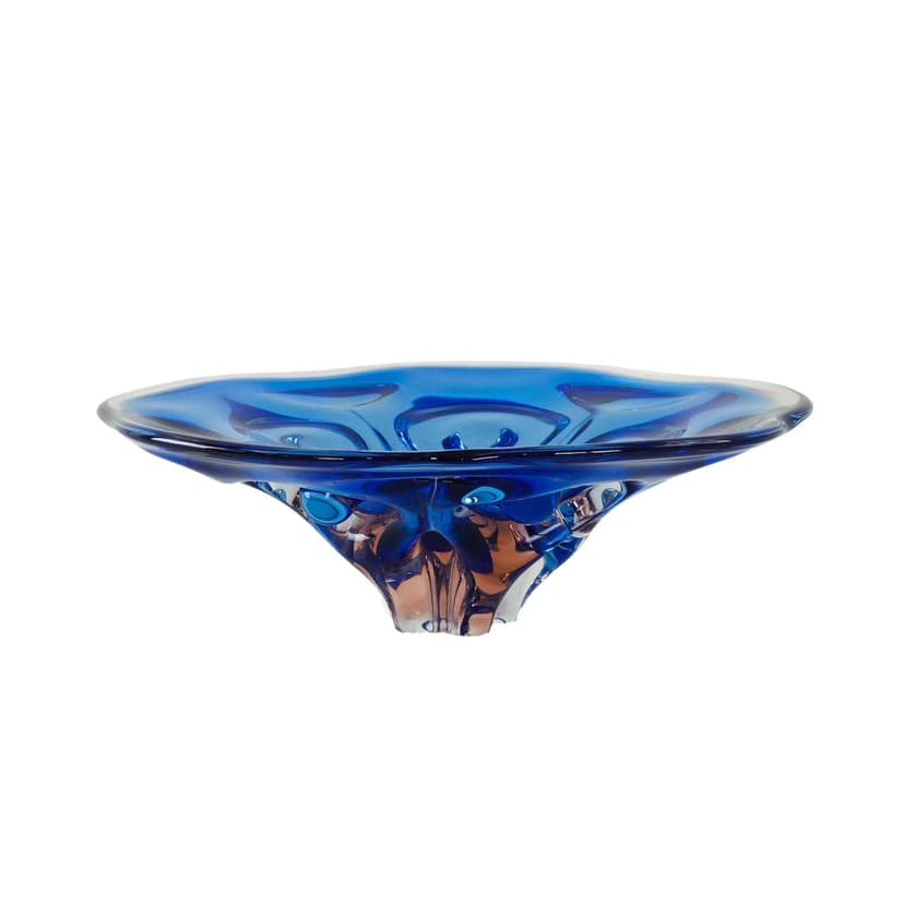 Decorative bowl, cobalt blue crystal glass, Denmark, 1970s.