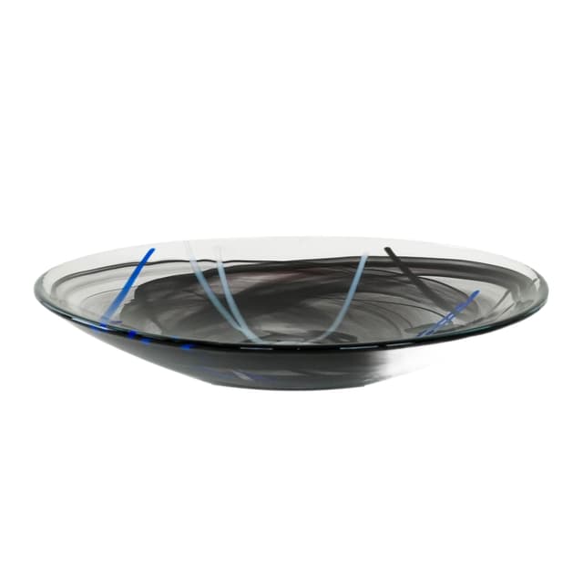 Serving dish Contrast, silver, glass, by A. Ehrner, Kosta Boda, Sweden, 1980s. - DIMENSION