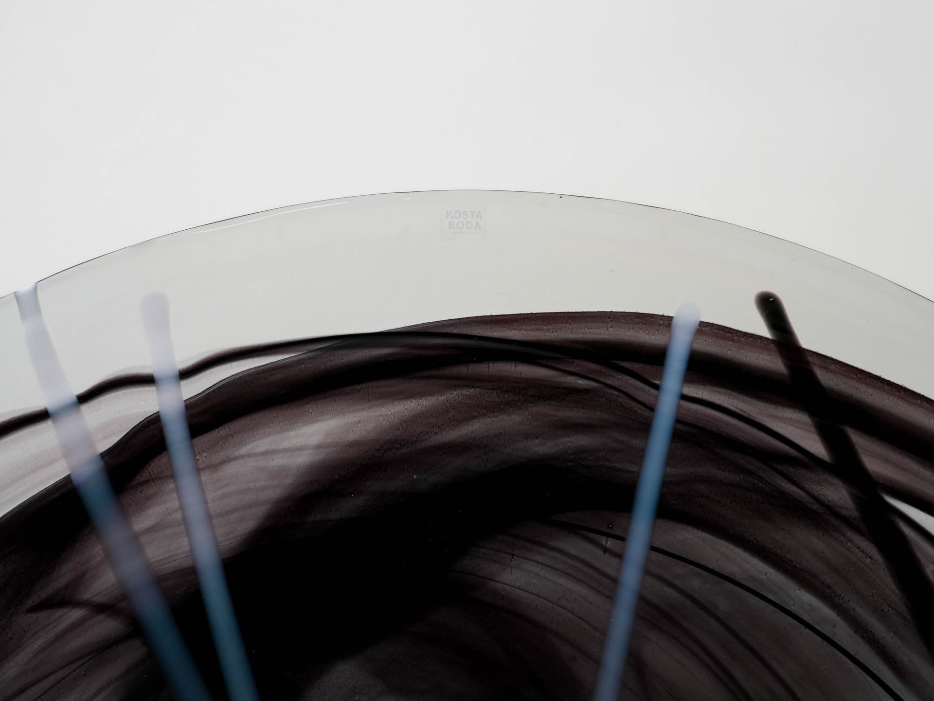 Serving dish Contrast, silver, glass, by A. Ehrner, Kosta Boda, Sweden, 1980s. - 173786