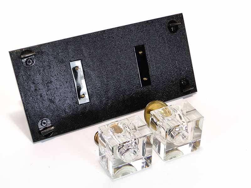 Desk inkwell set Art Deco, crystal glass black, brass, Poland, 1920s. - 173789