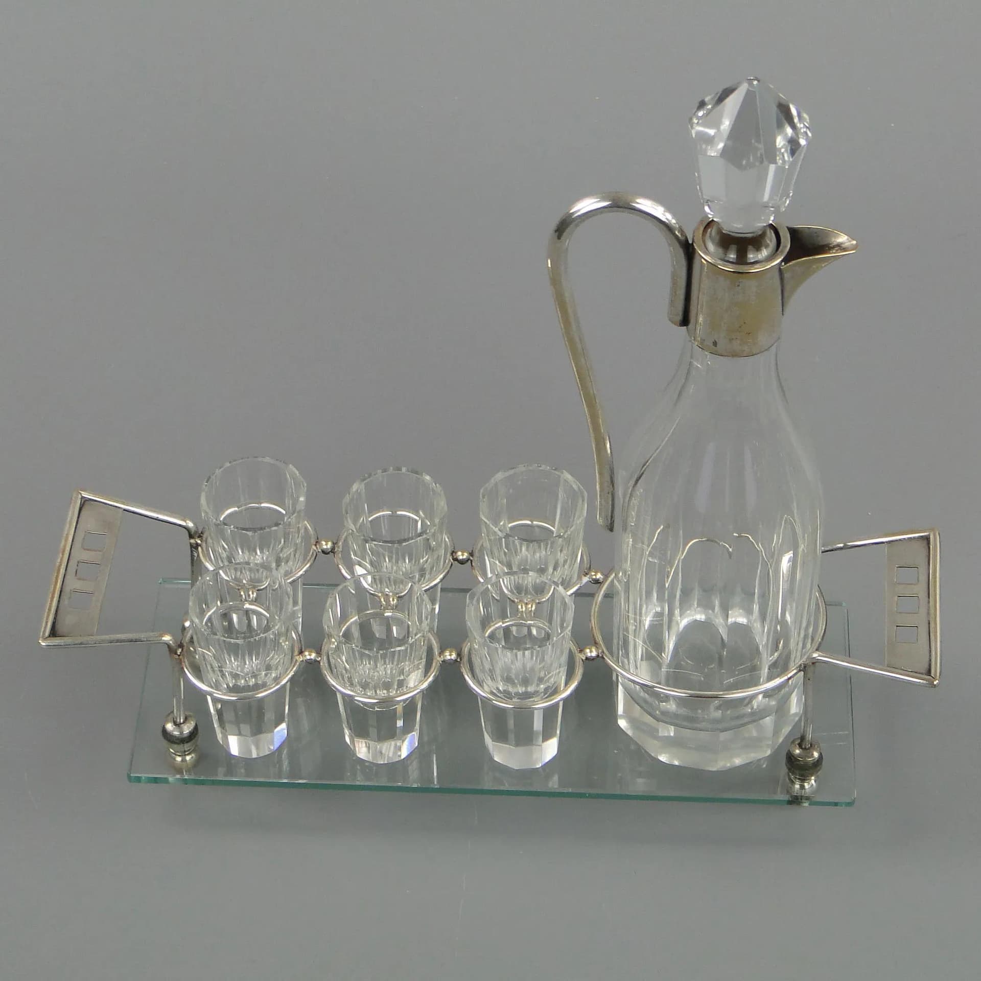 Serwis likierowy art déco, przezroczysty, kryształ, Austria, lata 20. - 11561