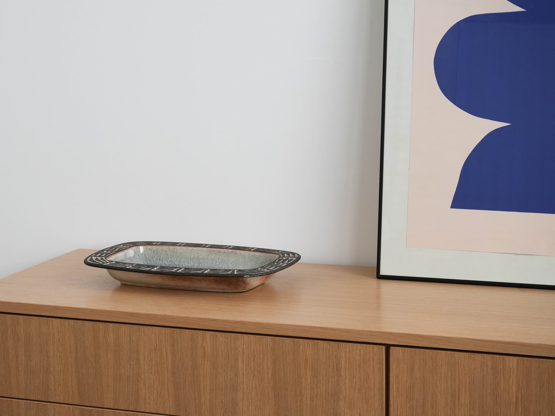 Półmisek, ceramika szary czarny, Frank Keramik, Dania, lata 60. - 173816