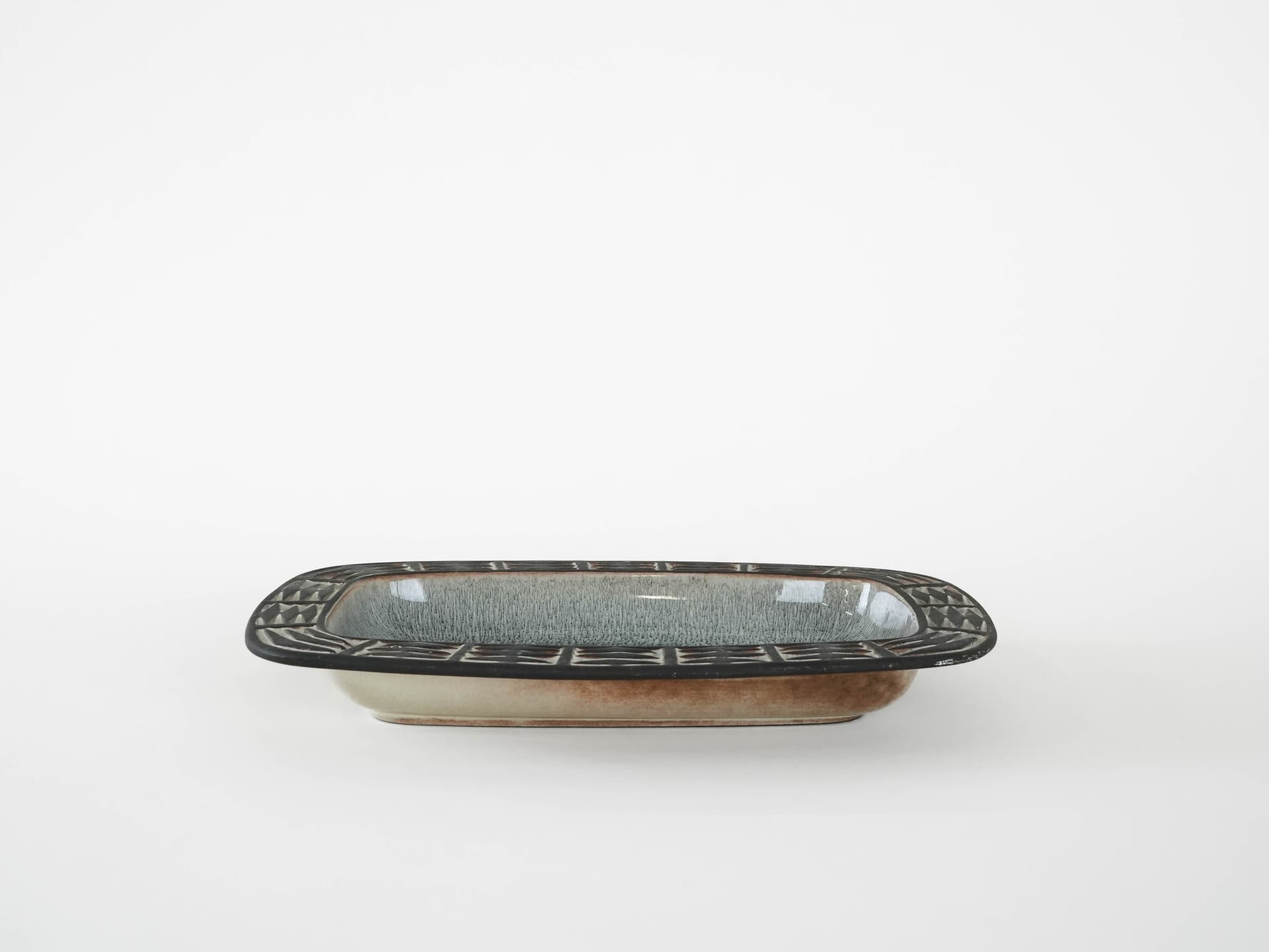 Półmisek, ceramika szary czarny, Frank Keramik, Dania, lata 60. - 173817