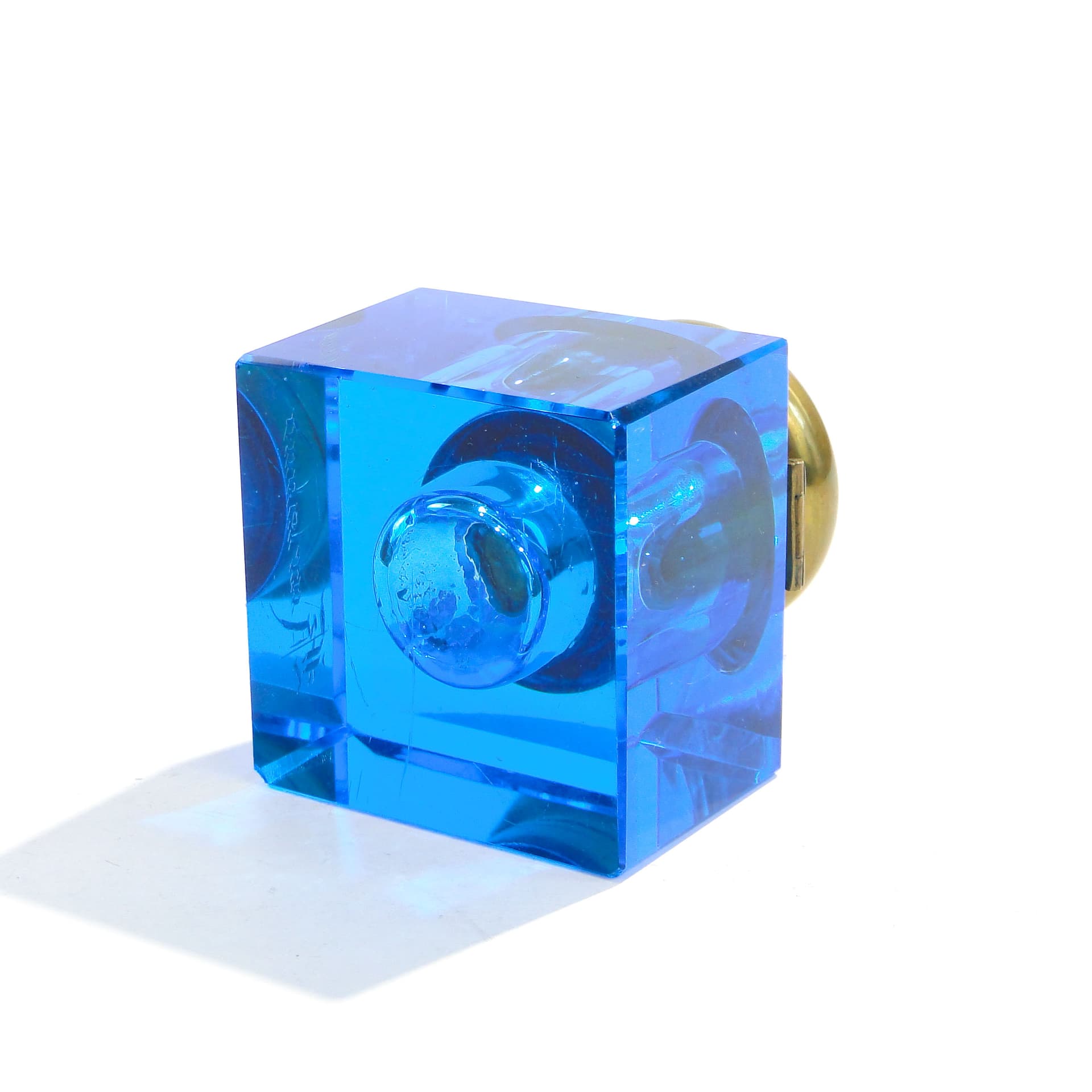 Inkwell Biedermeier, azure blue, crystal glass, Austria, 19th c. - 173843