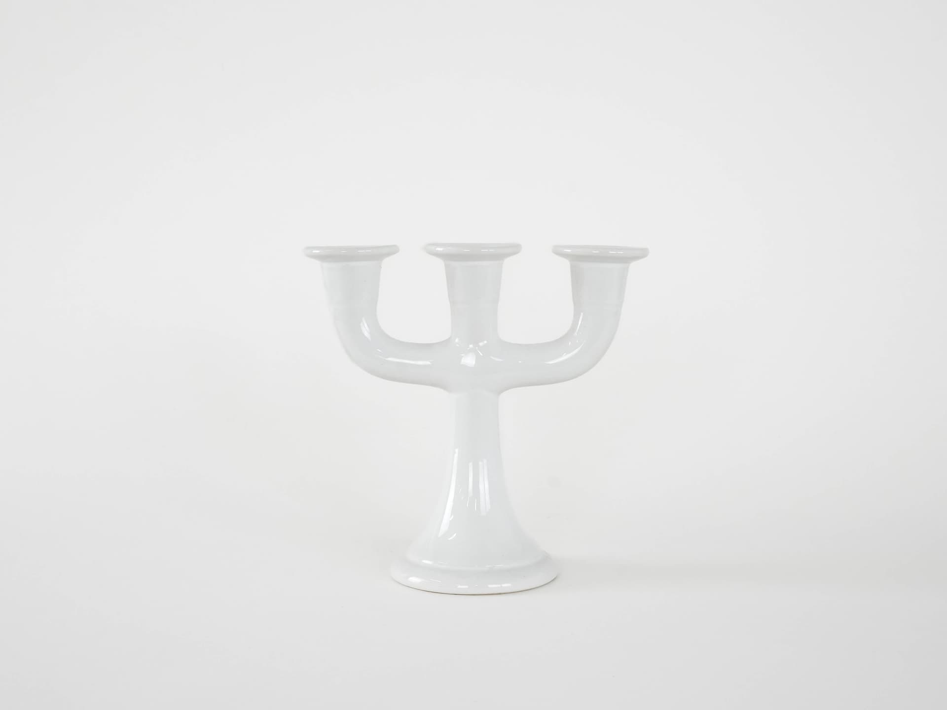 Świecznik, biały, ceramika, Guldkroken Hjo, Szwecja, lata 70. - 173845