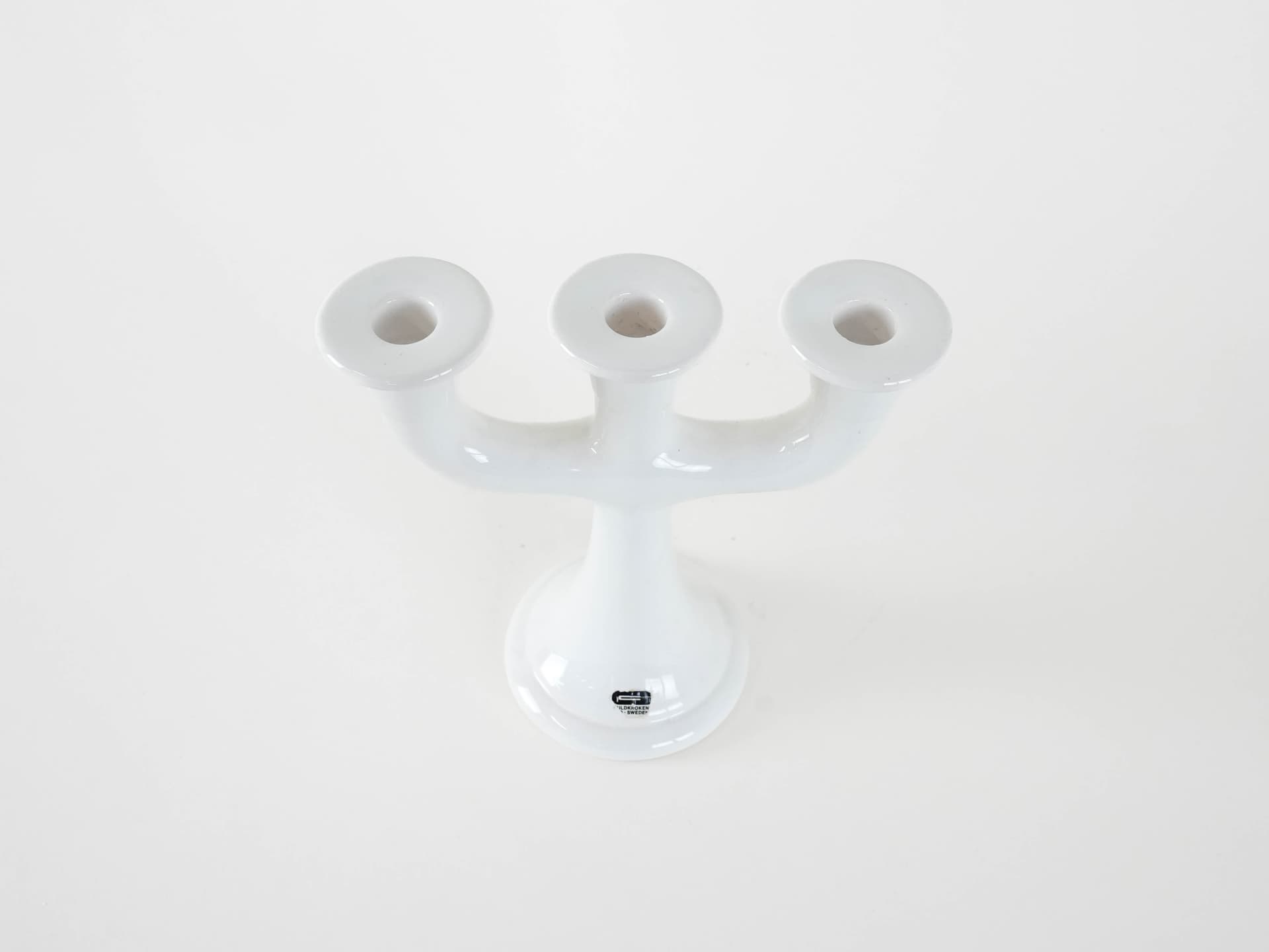 Świecznik, biały, ceramika, Guldkroken Hjo, Szwecja, lata 70. - 173852